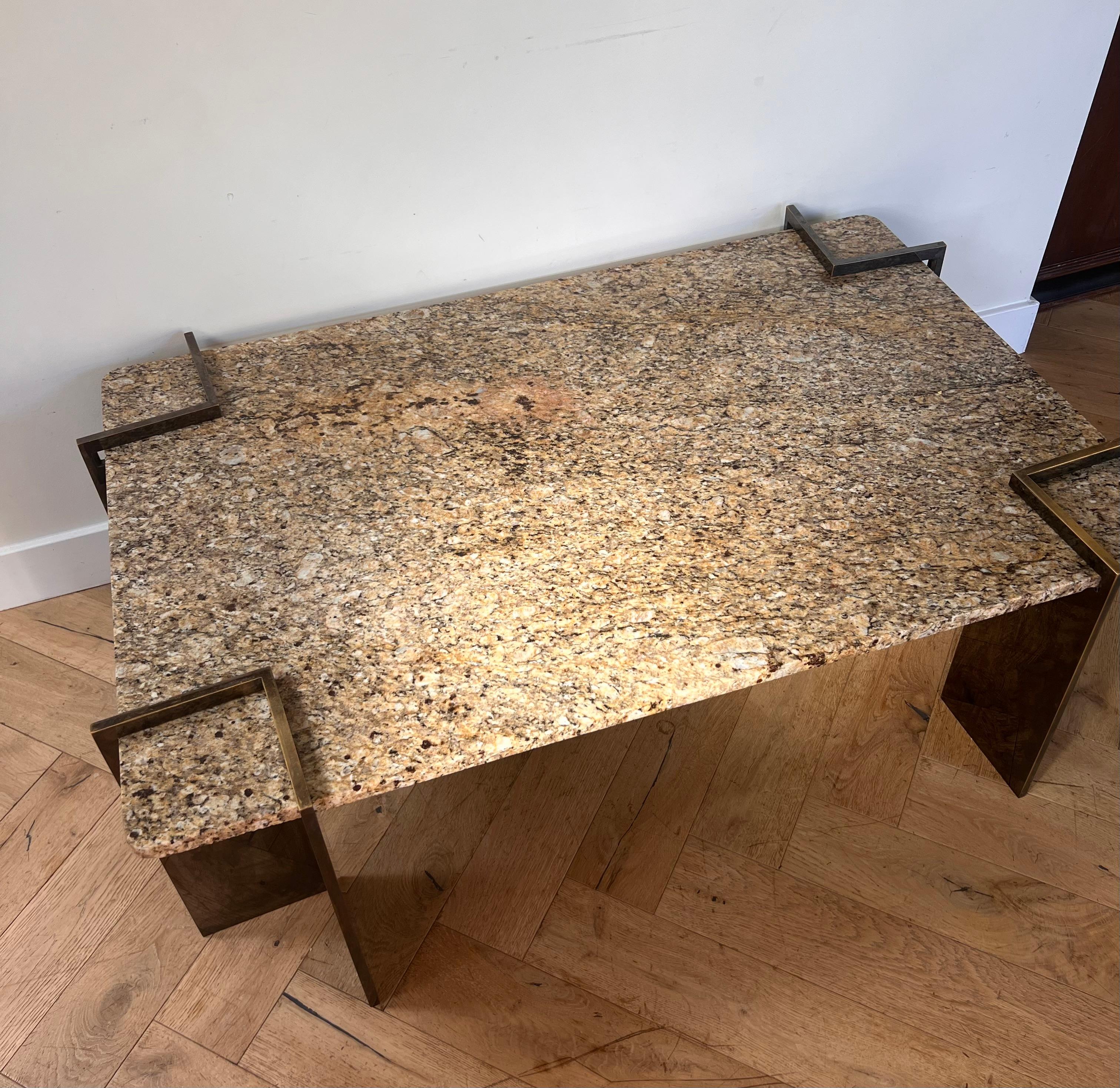 A postmodern granite and steel coffee table, 1970s 5