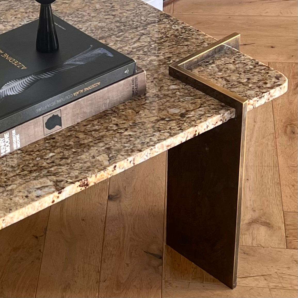 A postmodern granite and steel coffee table, 1970s 8