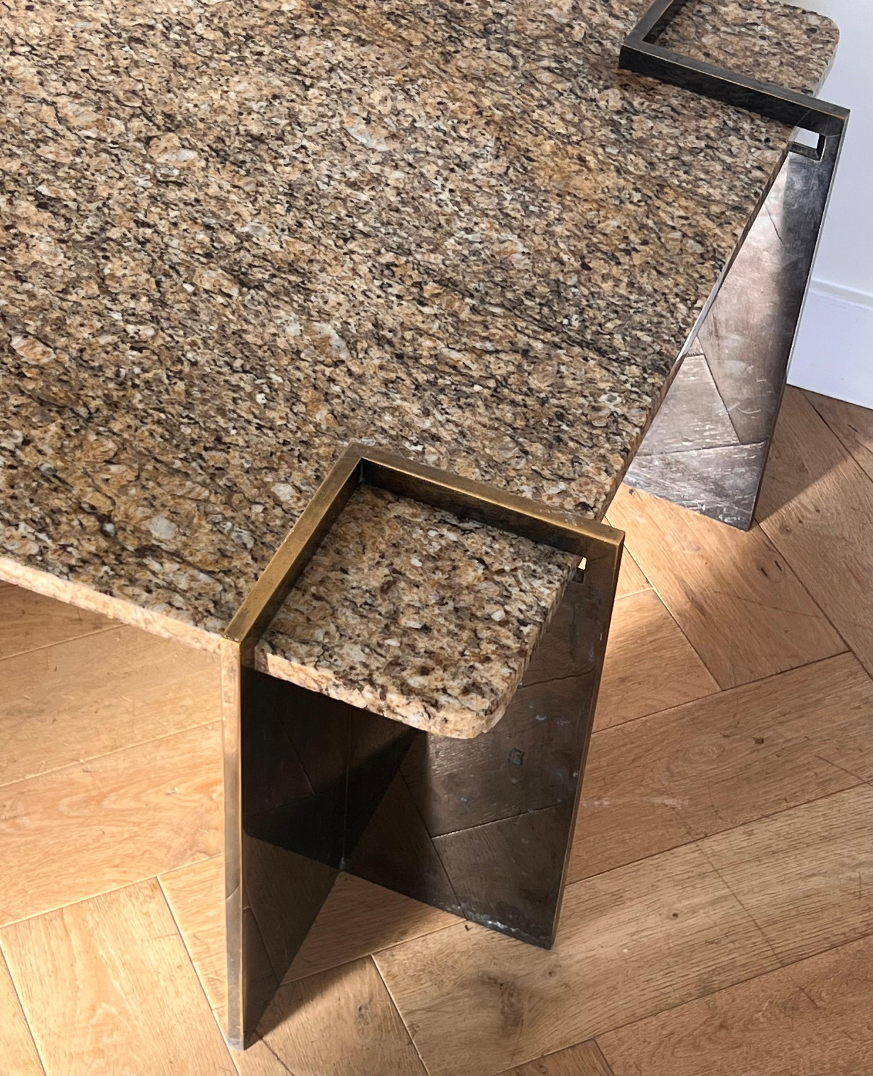A postmodern granite and steel coffee table, 1970s 10