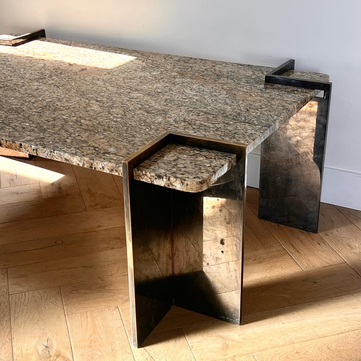 Late 20th Century A postmodern granite and steel coffee table, 1970s