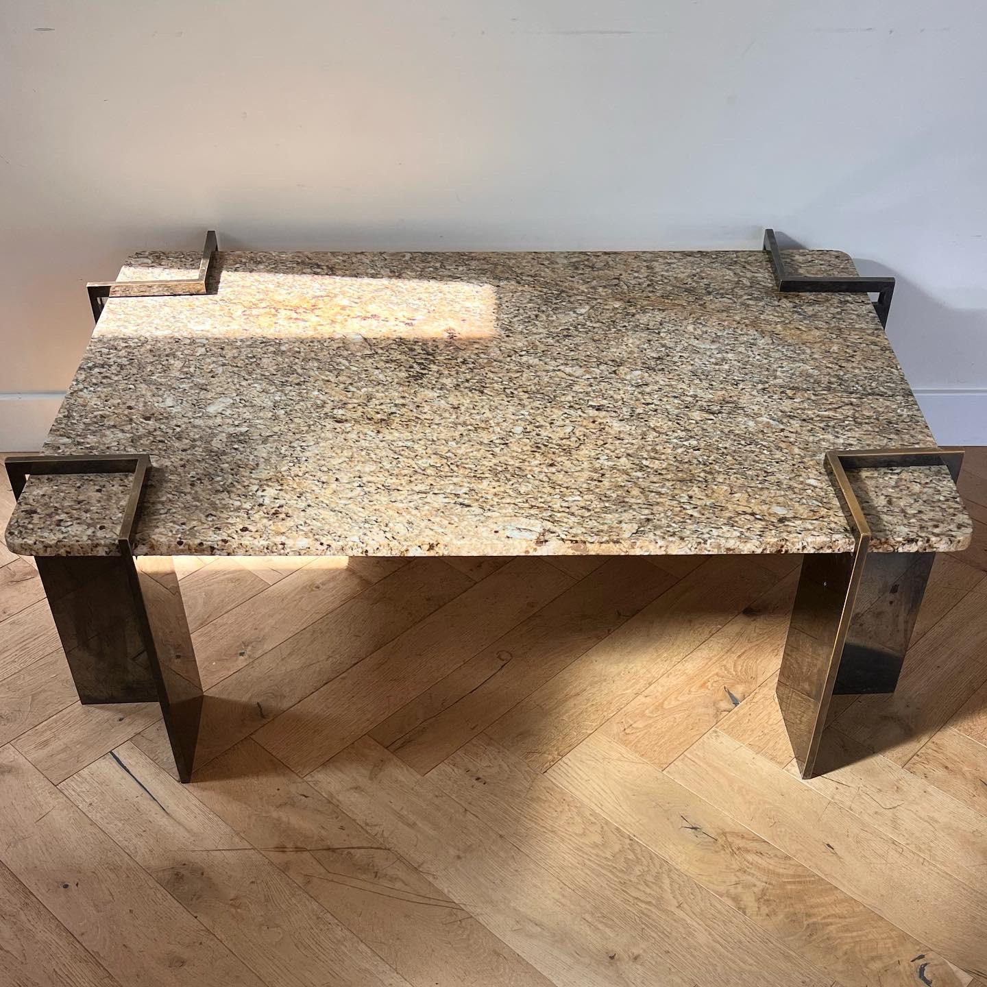 A postmodern granite and steel coffee table, 1970s 1