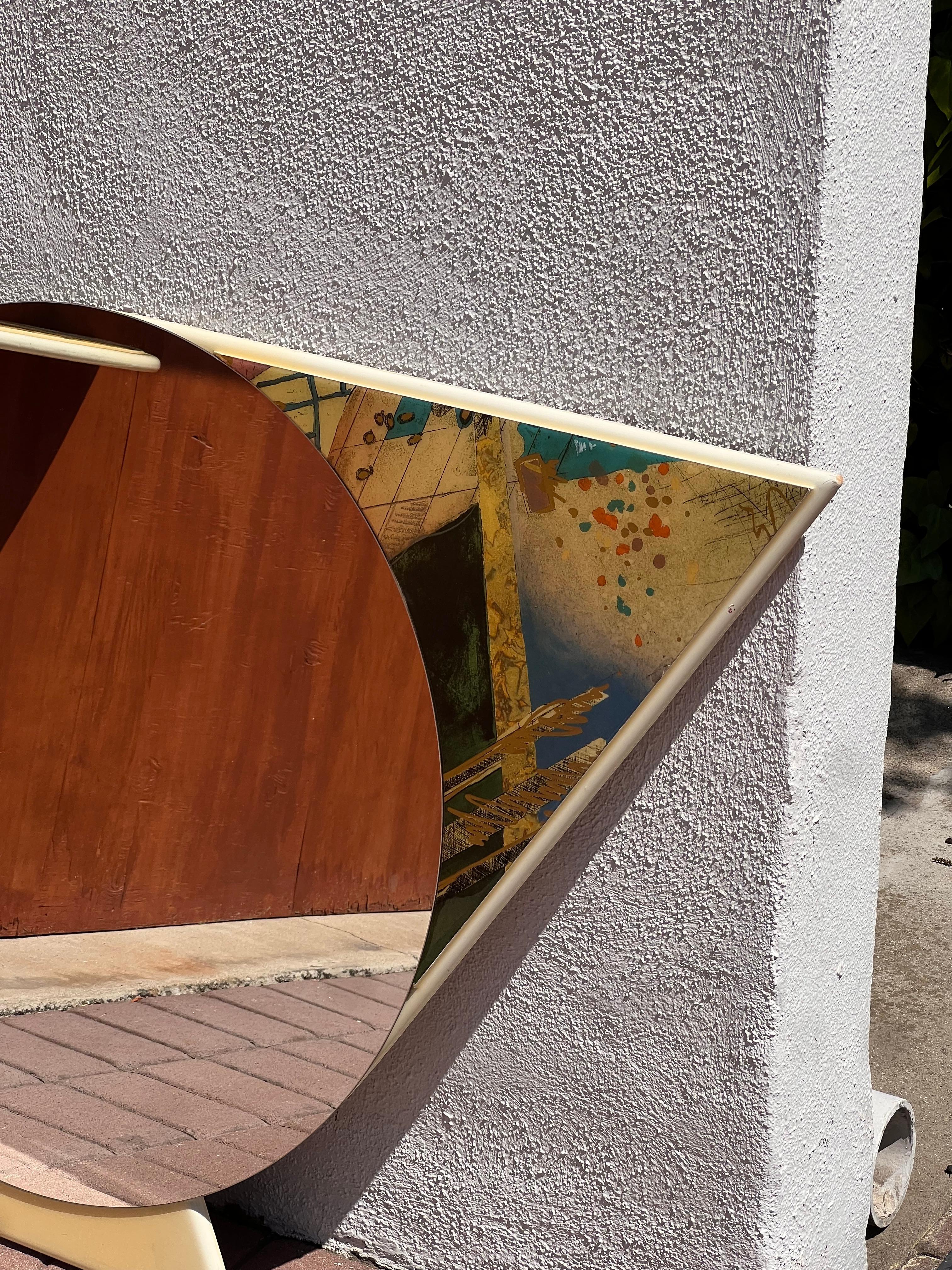 A postmodern matching console vanity and mirror, circa 1980 For Sale 10