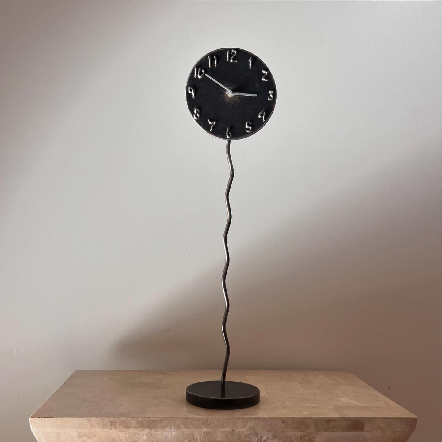 A postmodern sculptural welded metal clock by Jon Sarriugarte, signed, 1991 For Sale 3