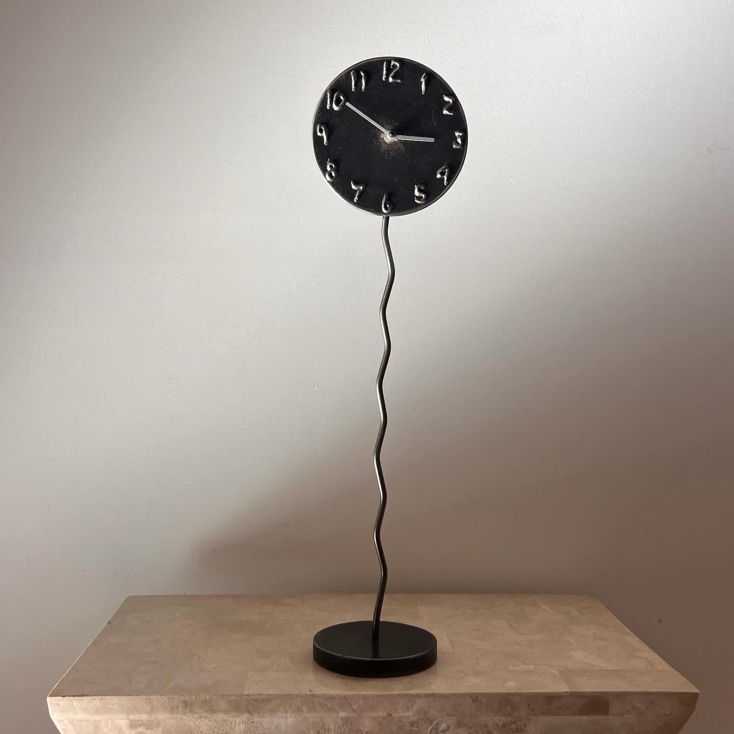 Post-Modern A postmodern sculptural welded metal clock by Jon Sarriugarte, signed, 1991 For Sale