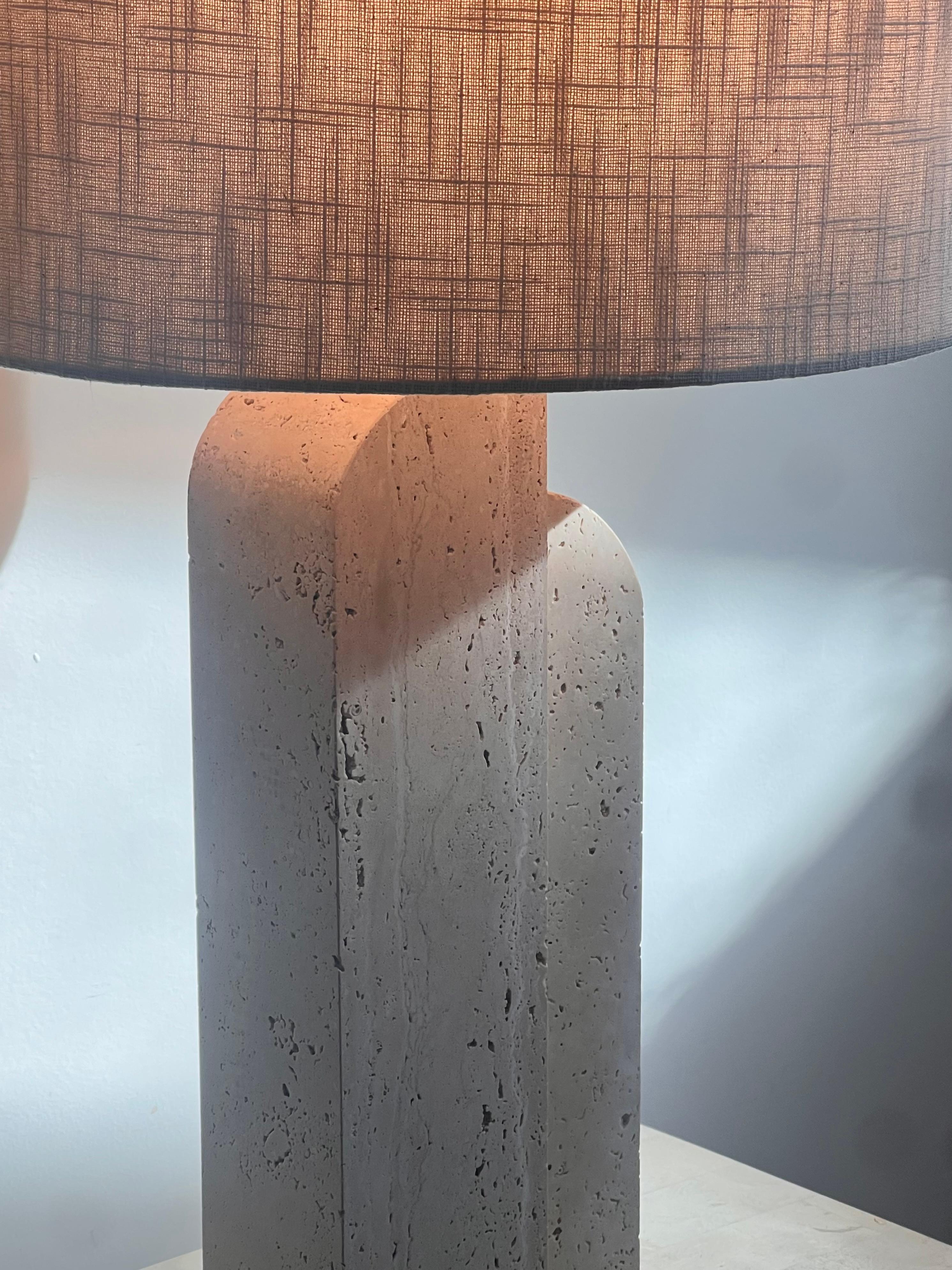 A postmodern travertine table lamp, late 20th century 4