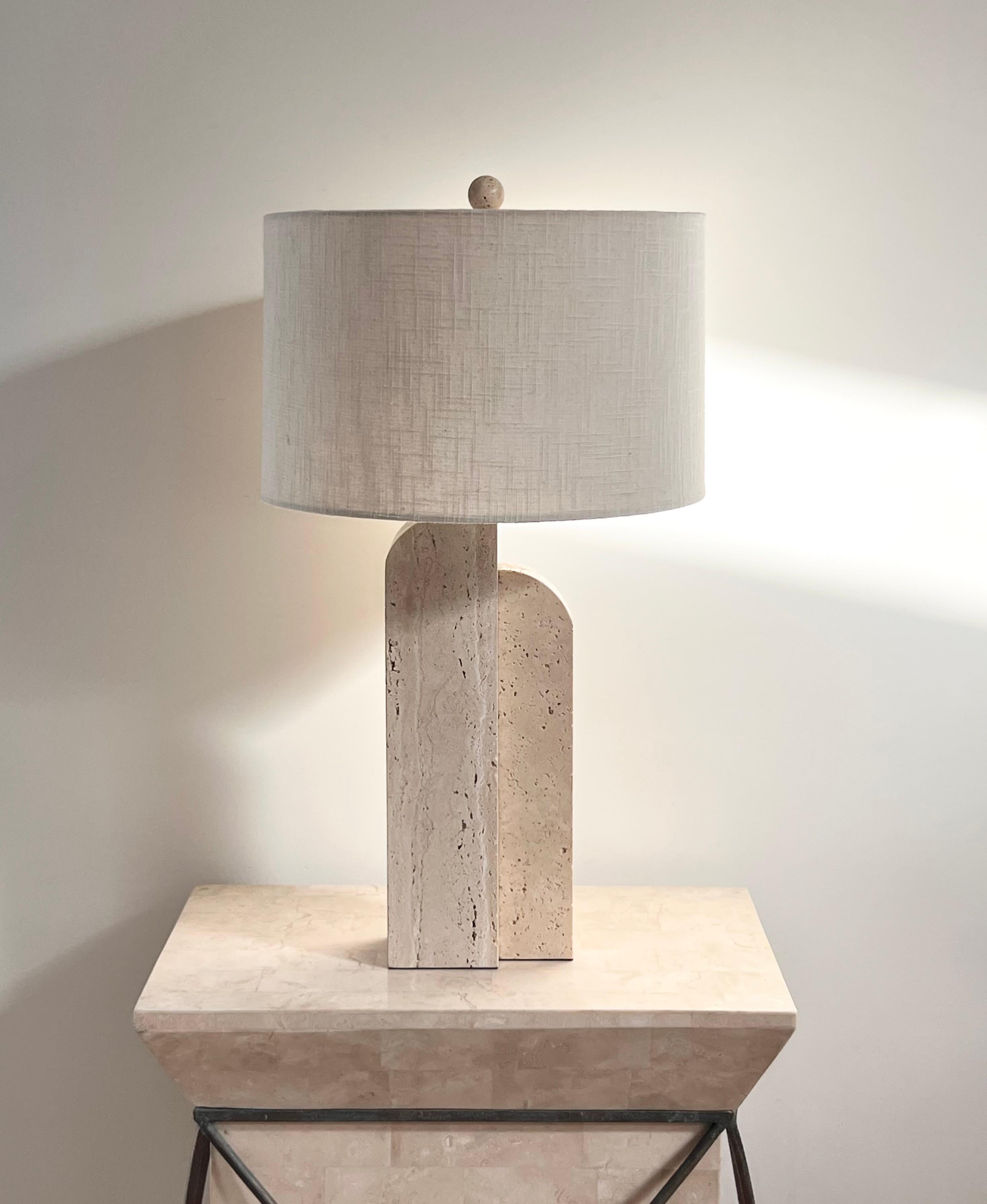 A postmodern travertine table lamp, late 20th century 9