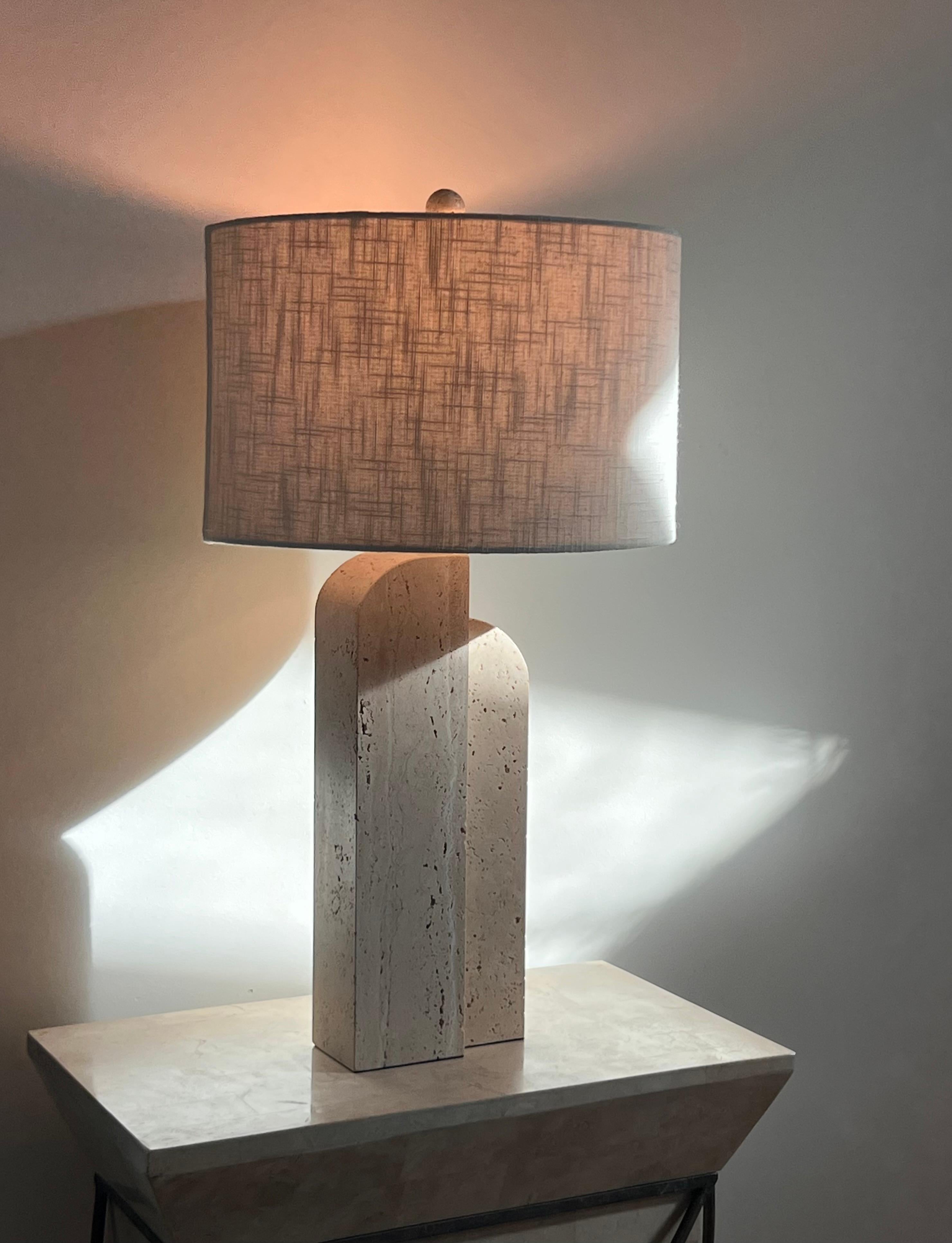 A postmodern travertine table lamp, late 20th century 11