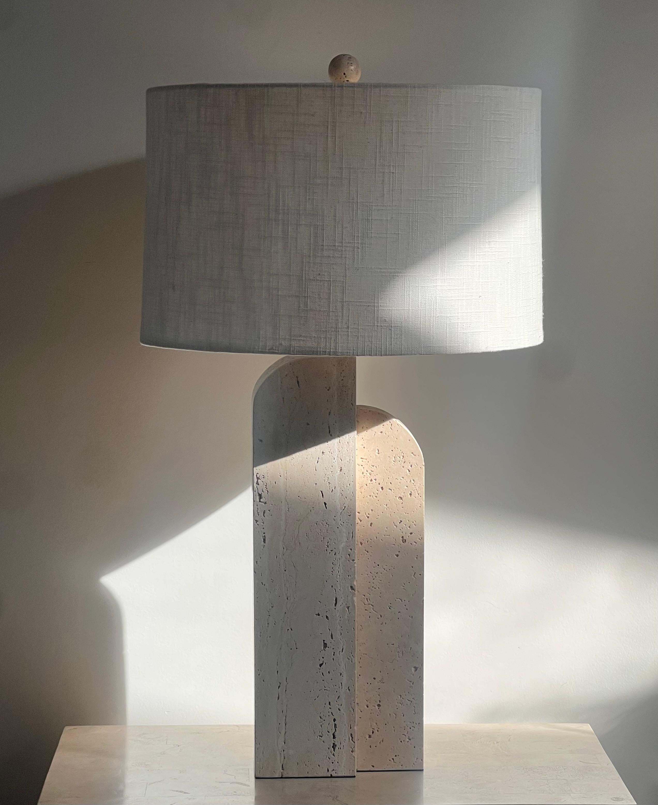 A postmodern travertine table lamp, late 20th century 12
