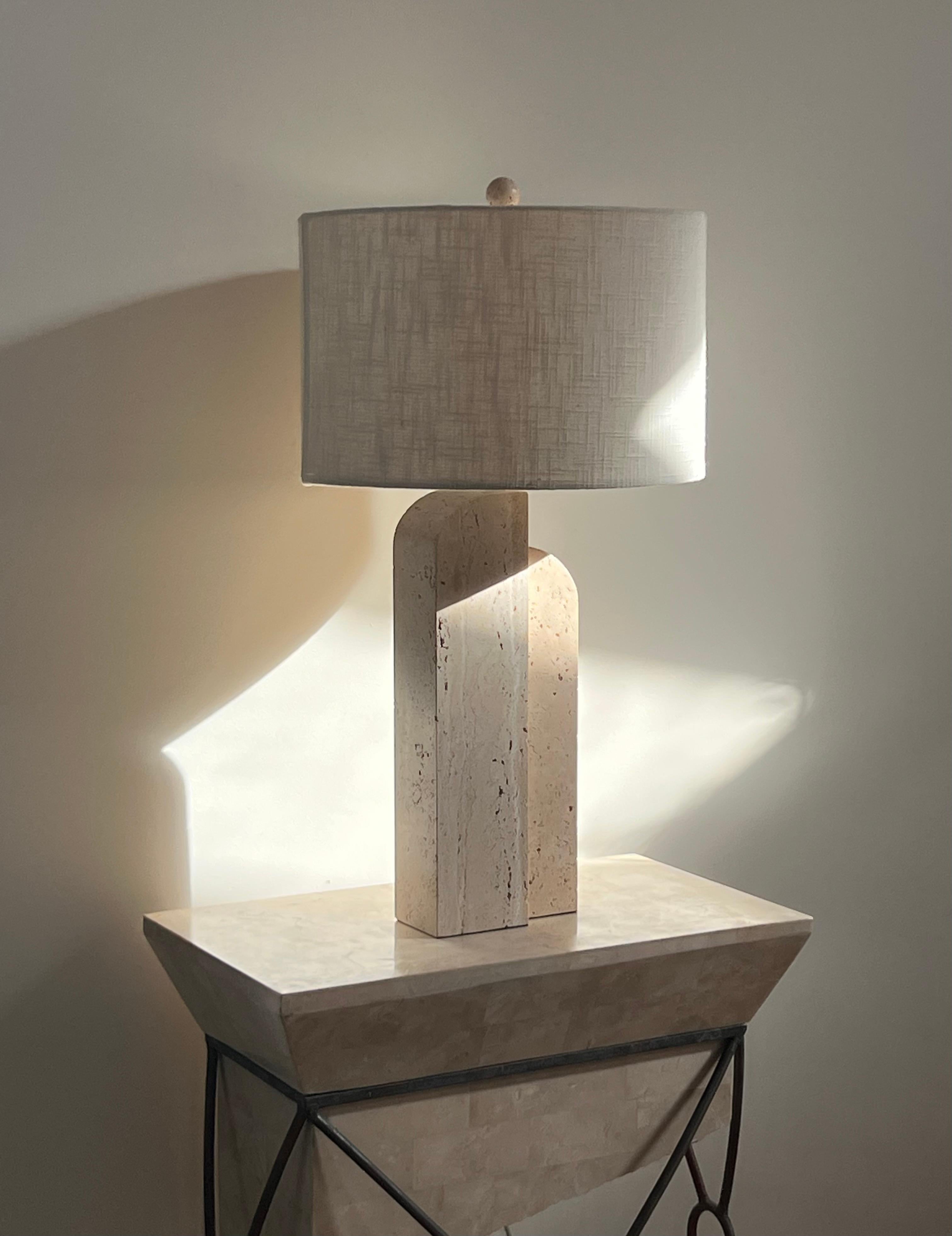 A postmodern travertine table lamp, late 20th century 13