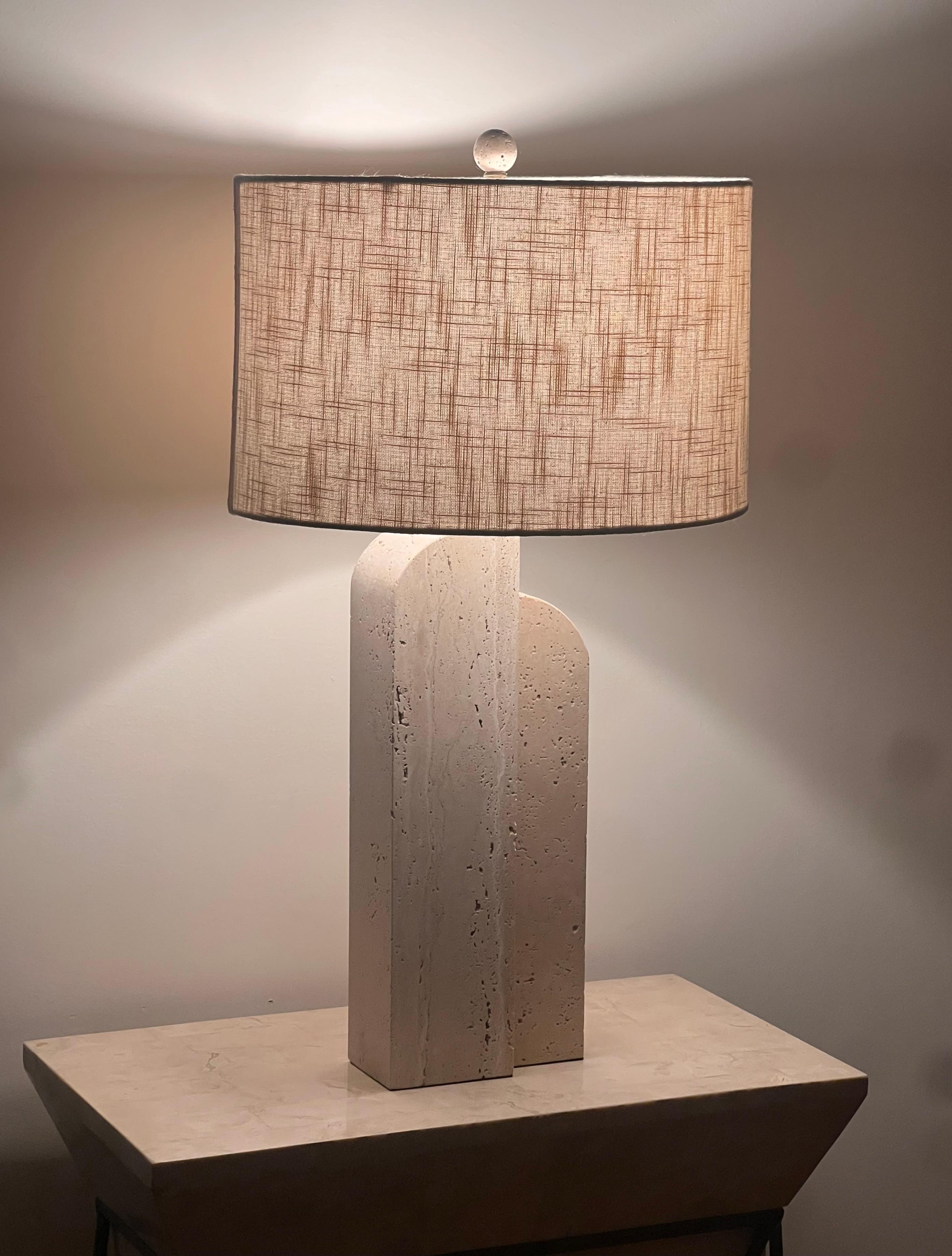 Post-Modern A postmodern travertine table lamp, late 20th century