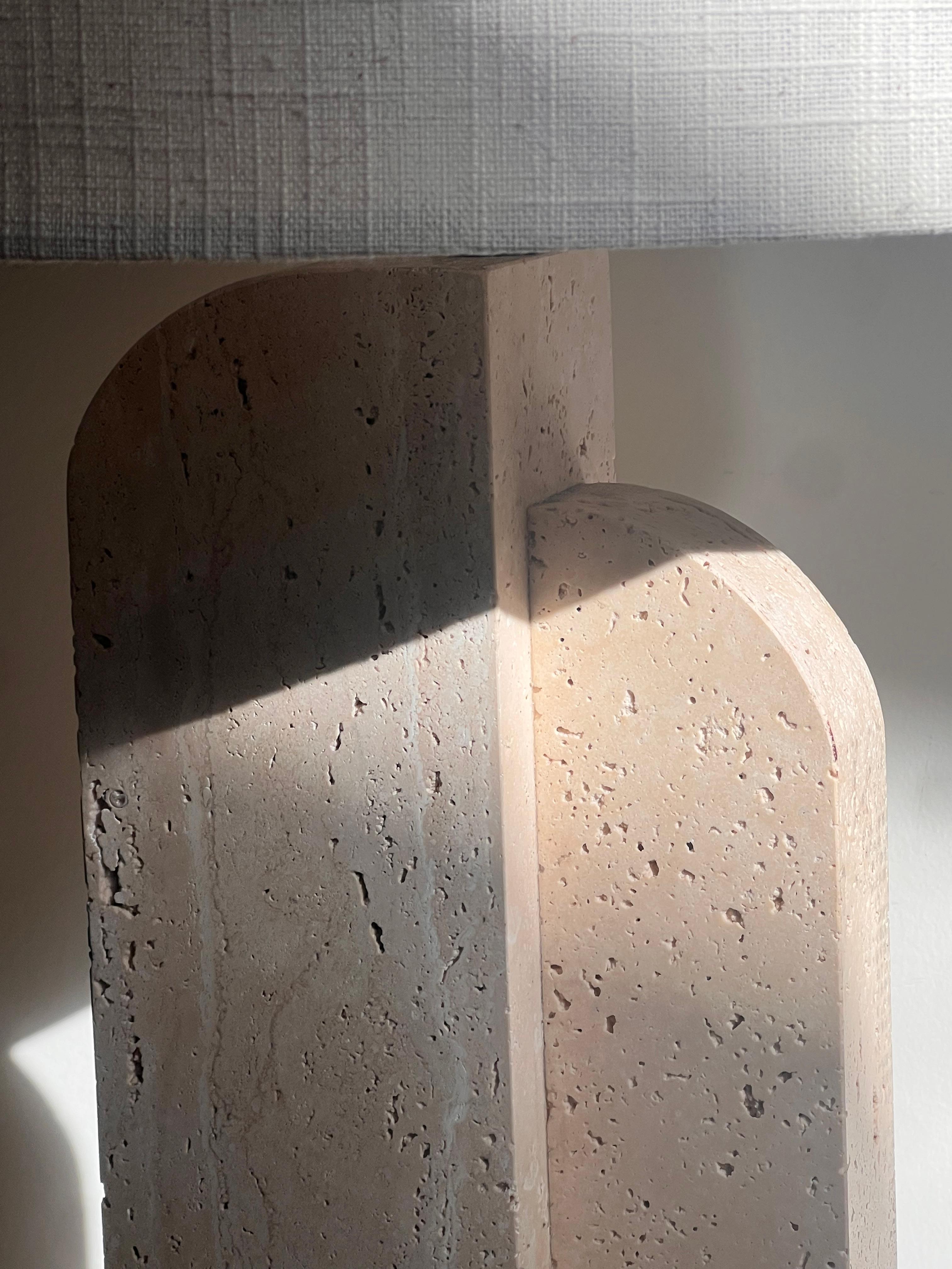 20th Century A postmodern travertine table lamp, late 20th century