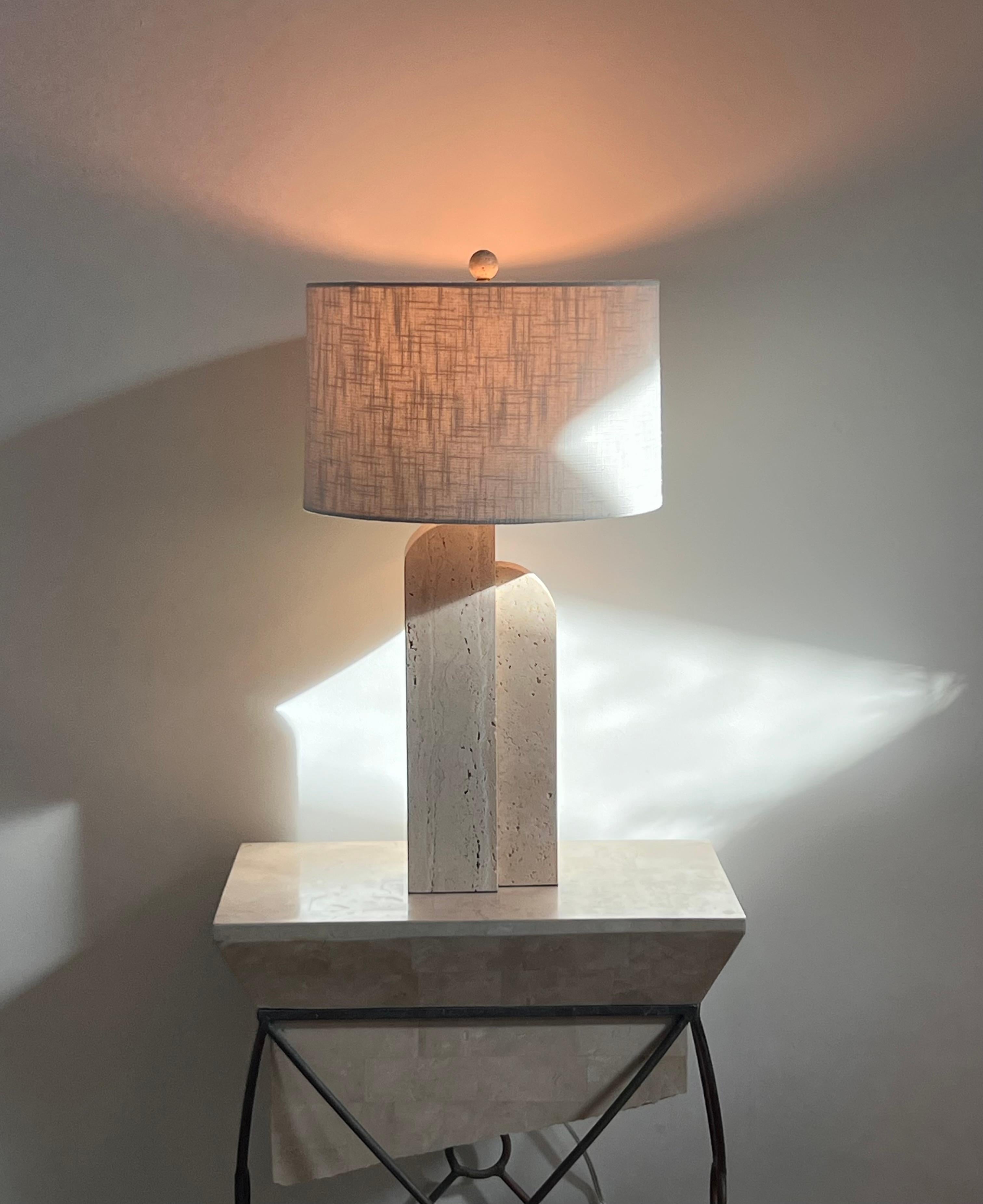 A postmodern travertine table lamp, late 20th century 1