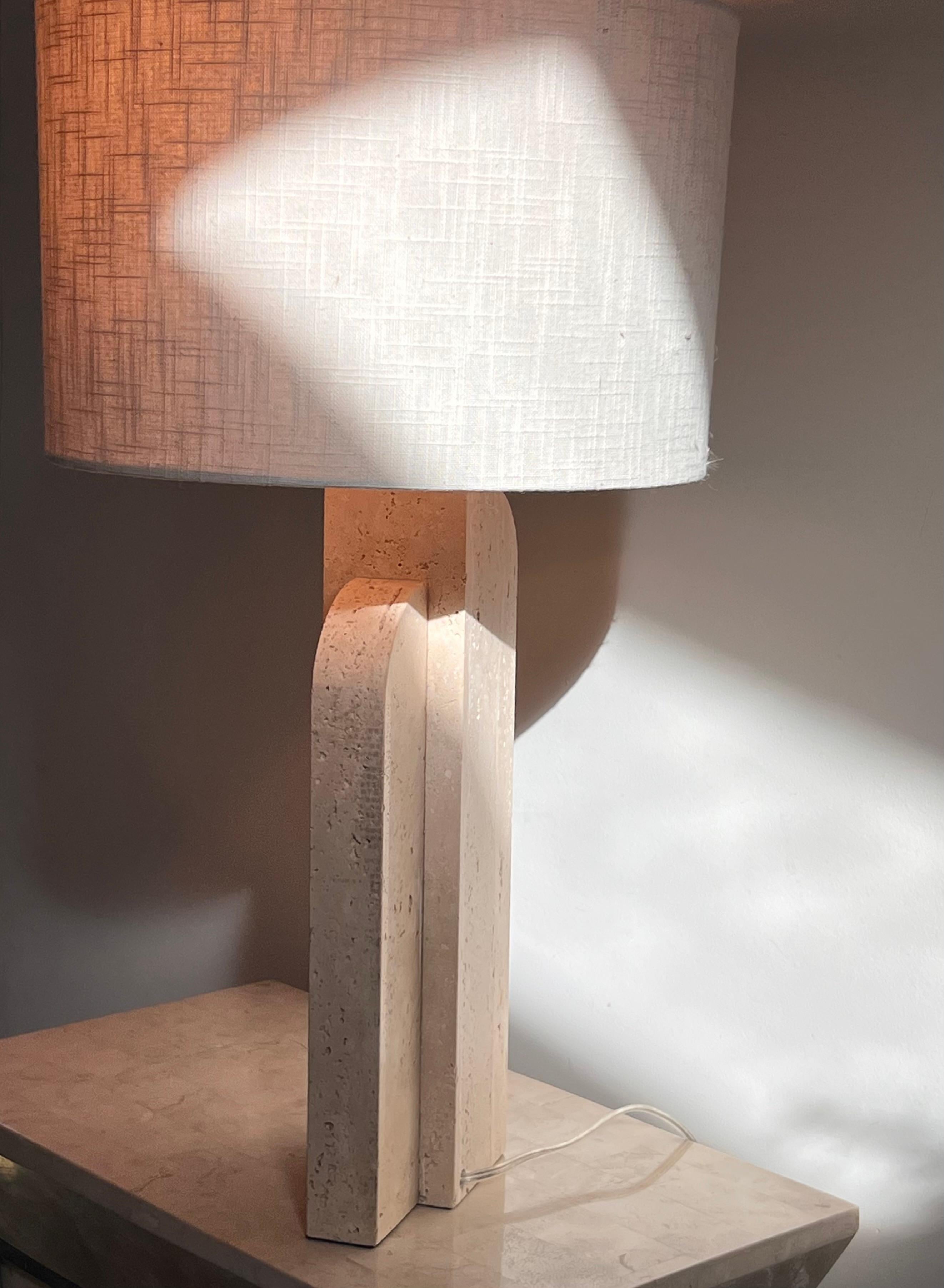 A postmodern travertine table lamp, late 20th century 2