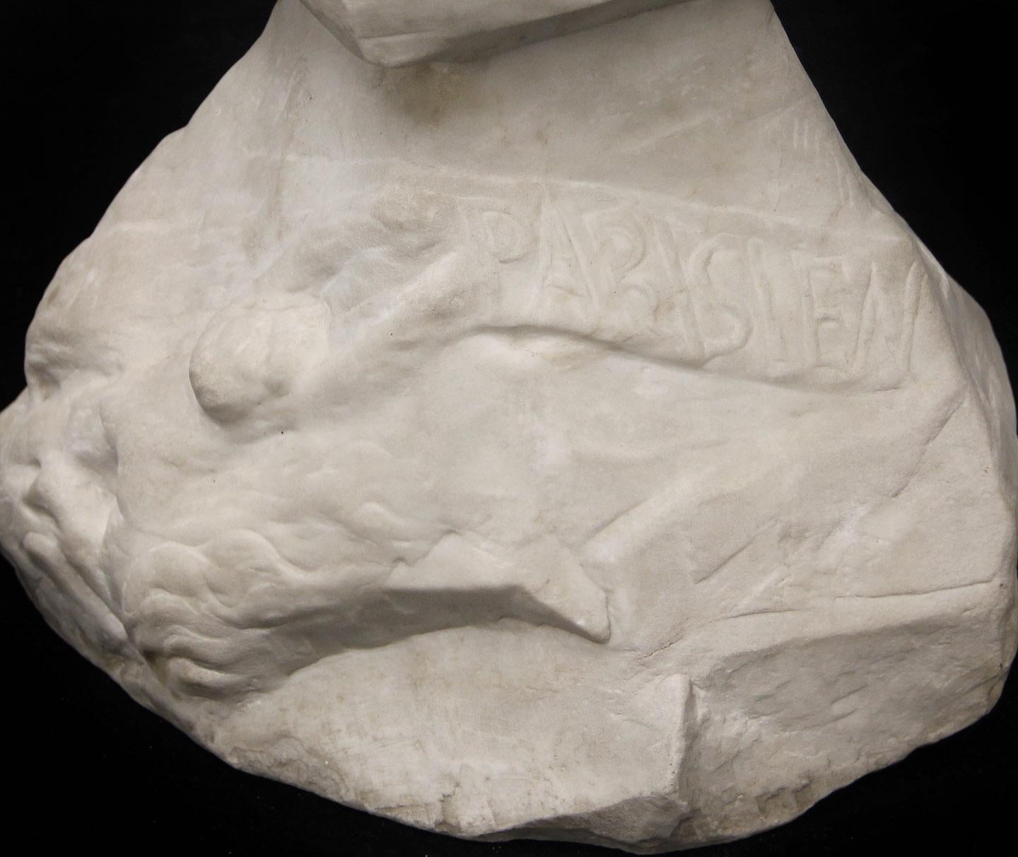 A Pretty Early 20th Century White Carrara Marble Bust of a Woman by Morin In Good Condition For Sale In Long Island City, NY
