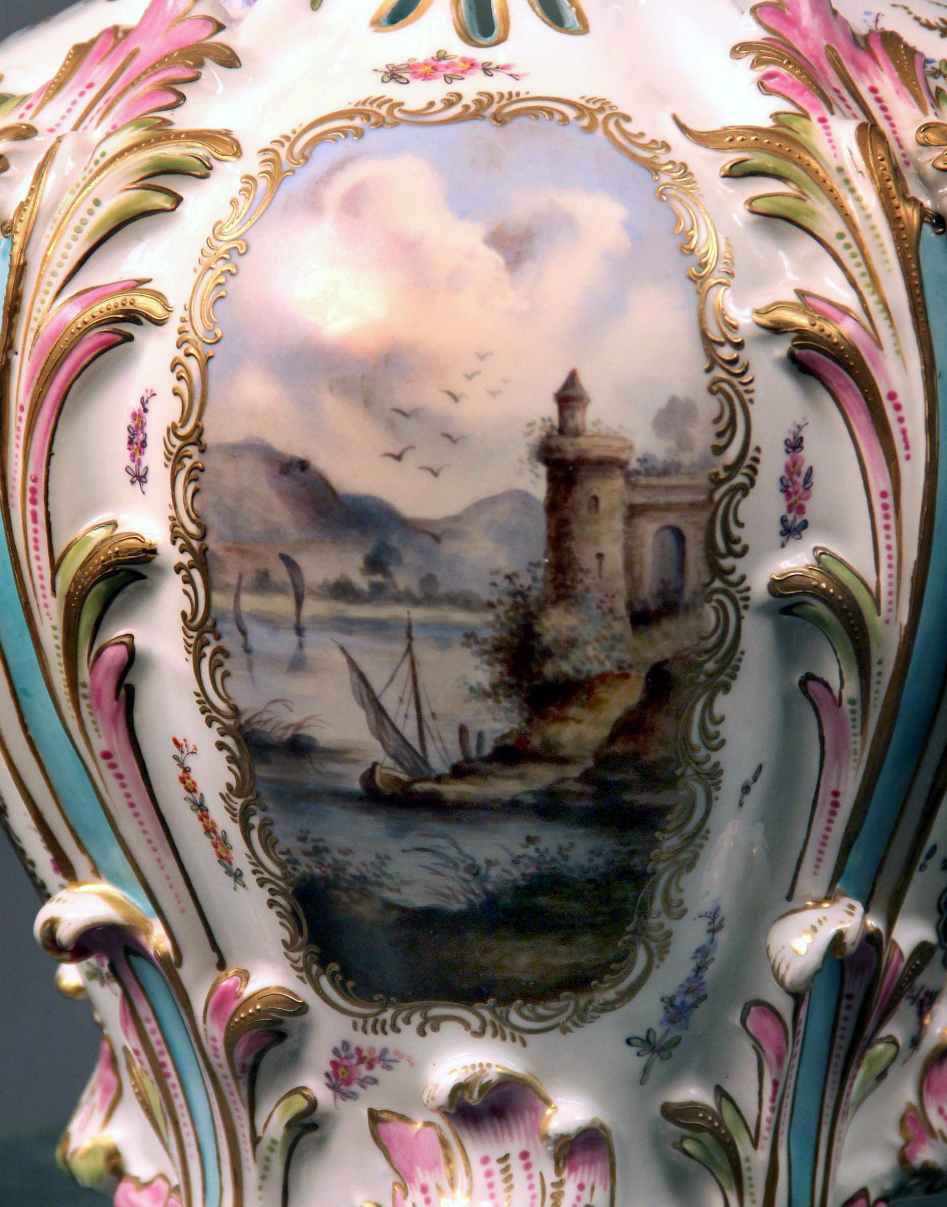 Hand-Painted A Pretty Late 19th Century German Porcelain Vase For Sale