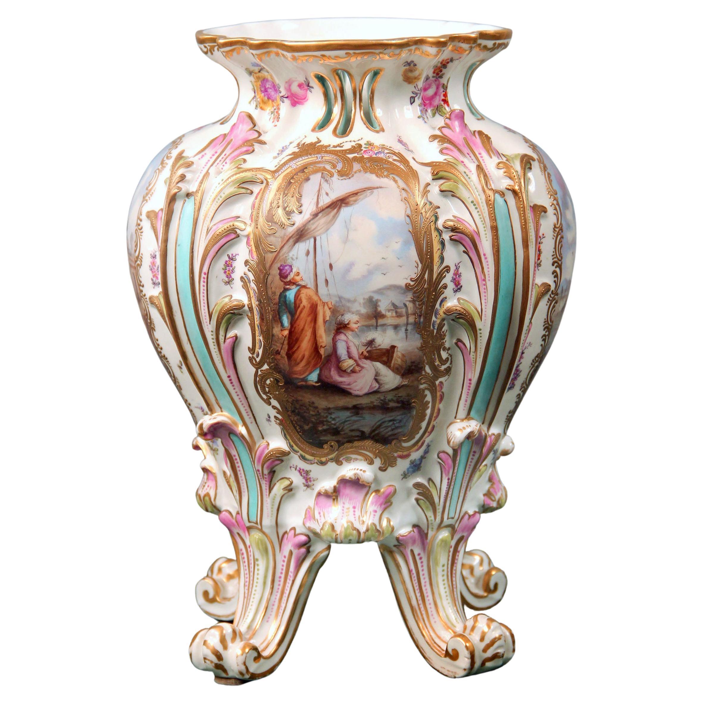 A Pretty Late 19th Century German Porcelain Vase For Sale