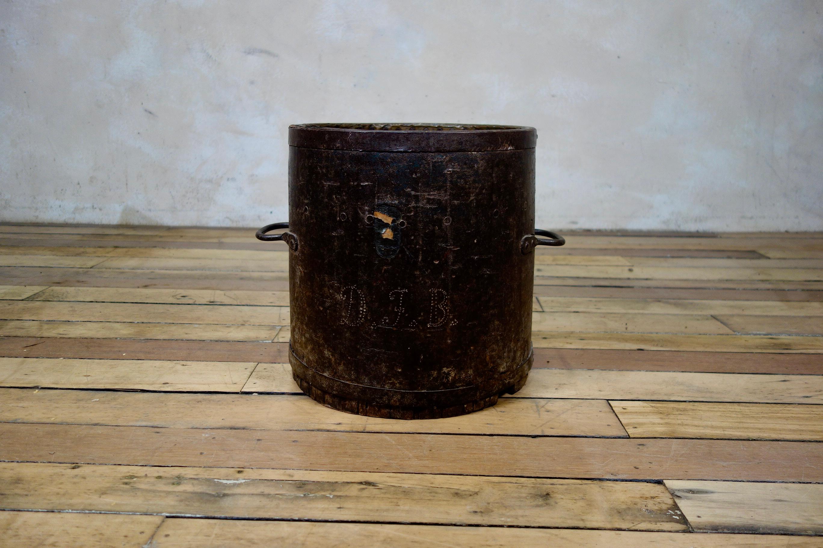 Pine Primitive 19th Century Bushel Barrel, Measure Vessel