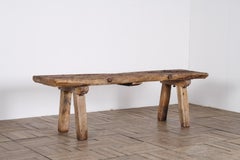 Eine primitive 19. Jahrhundert Elm Schwein Sitzbank 5ft lang