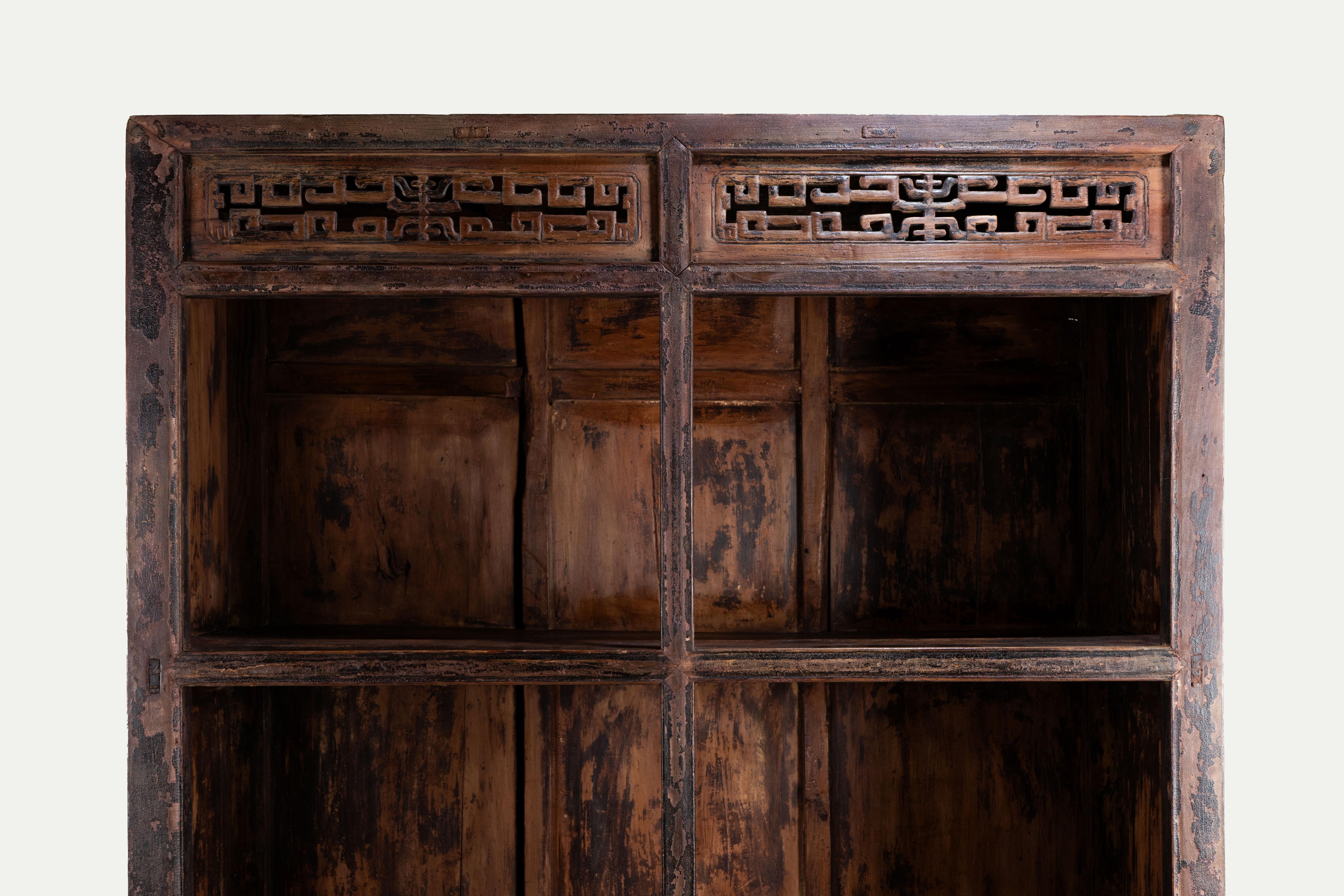 A Primitive Chinese Elm Bookcase with Open Shelving For Sale 1