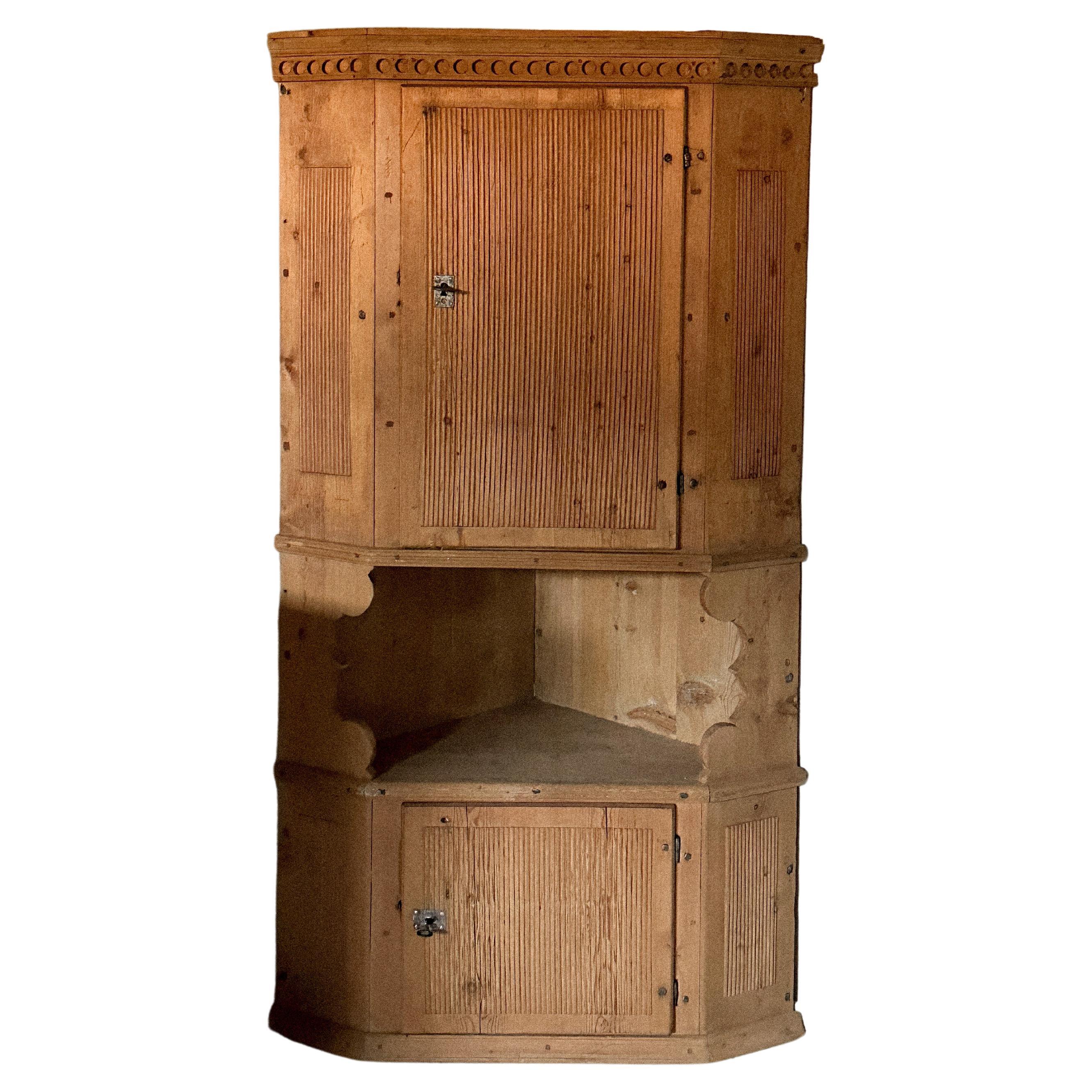 A Primitive Corner Cupboard, Scandinavia, c. 1800s.  For Sale