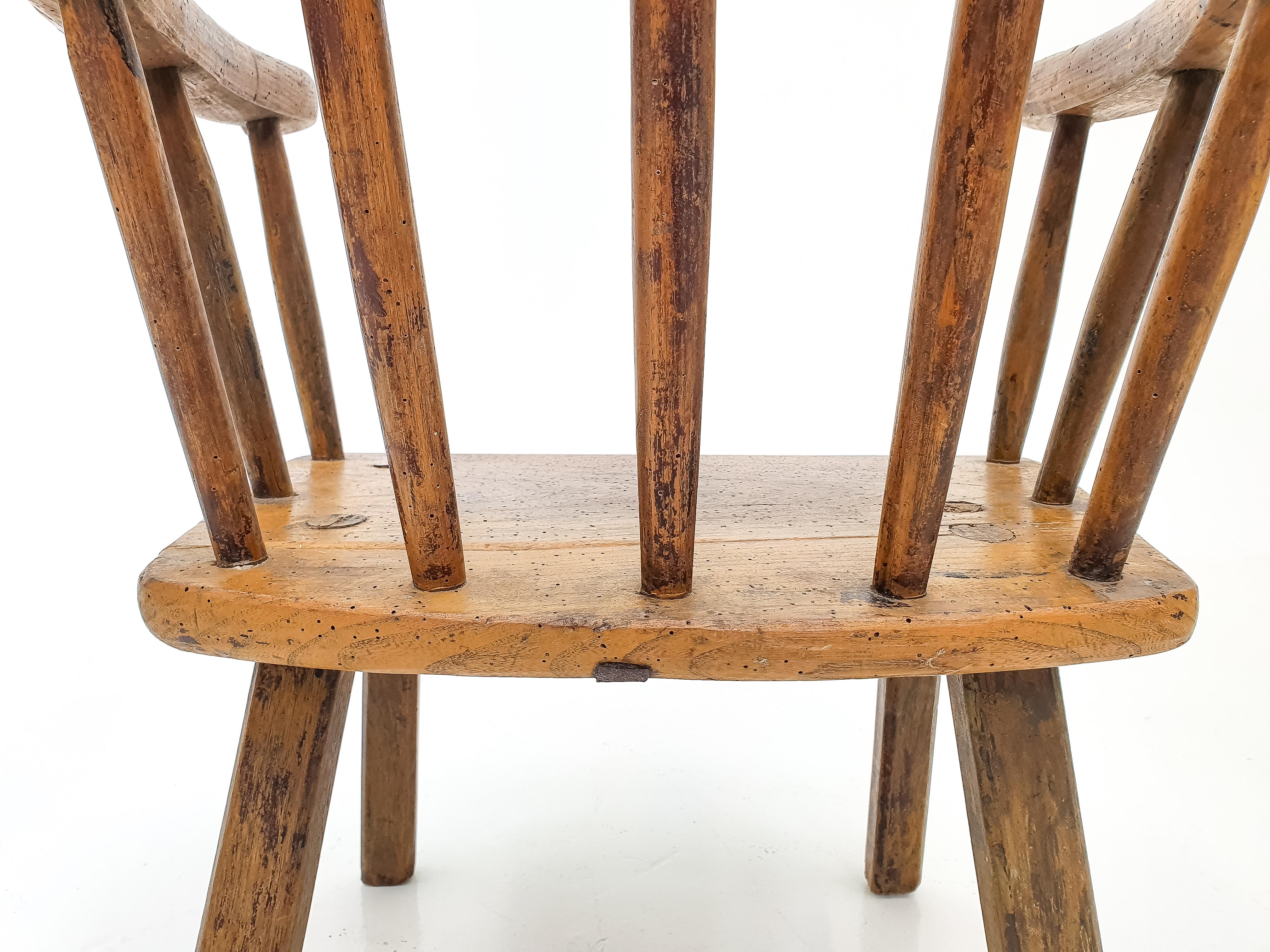 Primitive Naive Rustic 19th Century Vernacular Irish Stick Back 'hedge' Chair 4