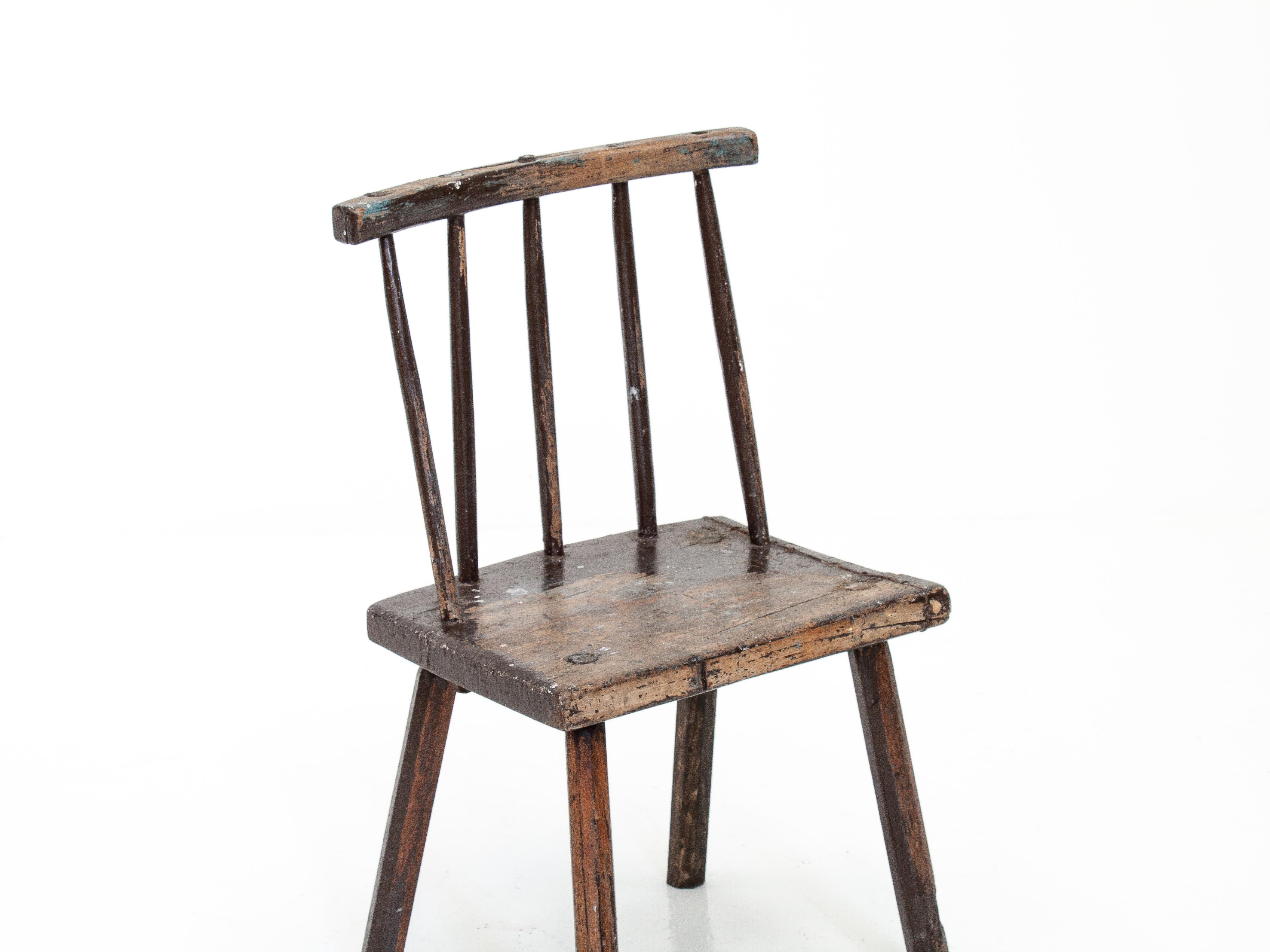 Primitive Naive Rustic 19th Century Vernacular Irish Stick Back 'hedge' Chair 7