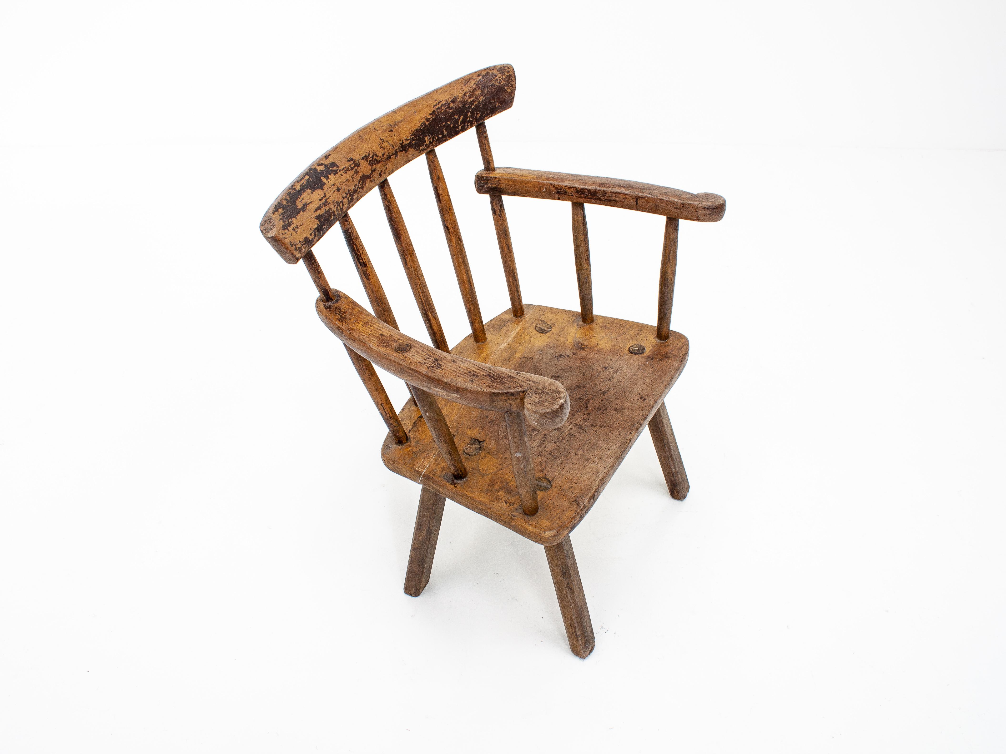 Primitive Naive Rustic 19th Century Vernacular Irish Stick Back 'hedge' Chair 10