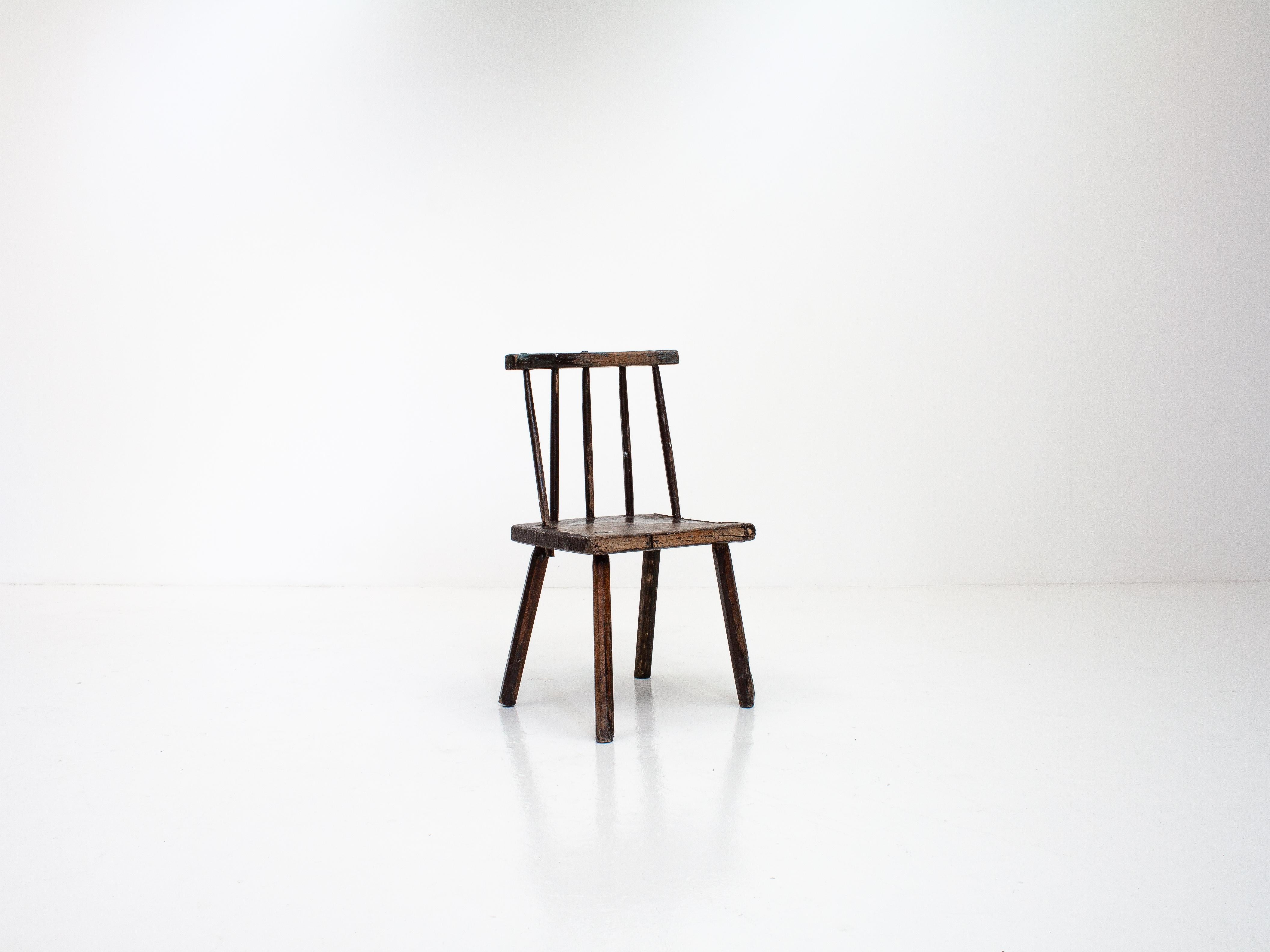 Wood Primitive Naive Rustic 19th Century Vernacular Irish Stick Back 'hedge' Chair