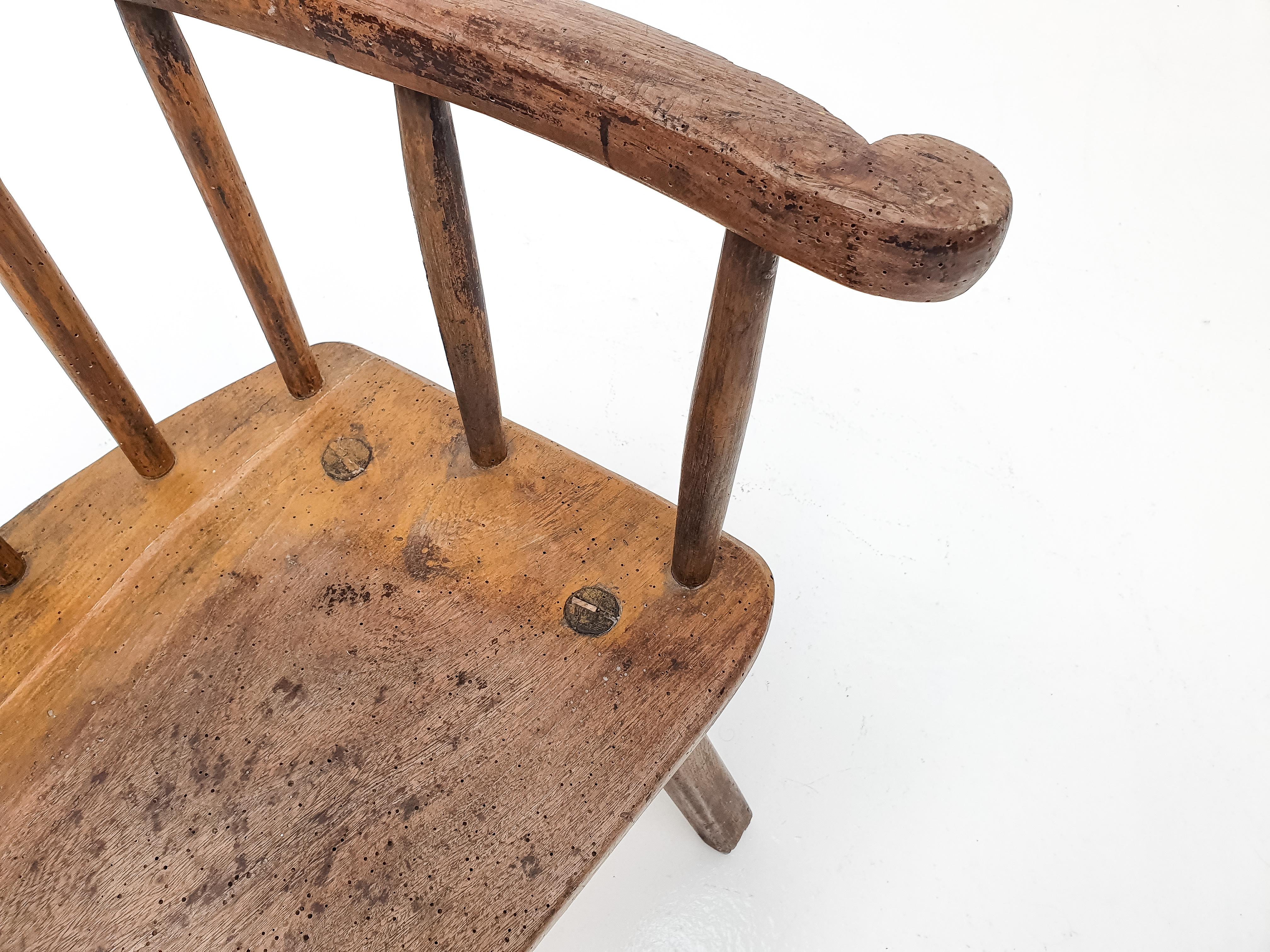 Wood Primitive Naive Rustic 19th Century Vernacular Irish Stick Back 'hedge' Chair