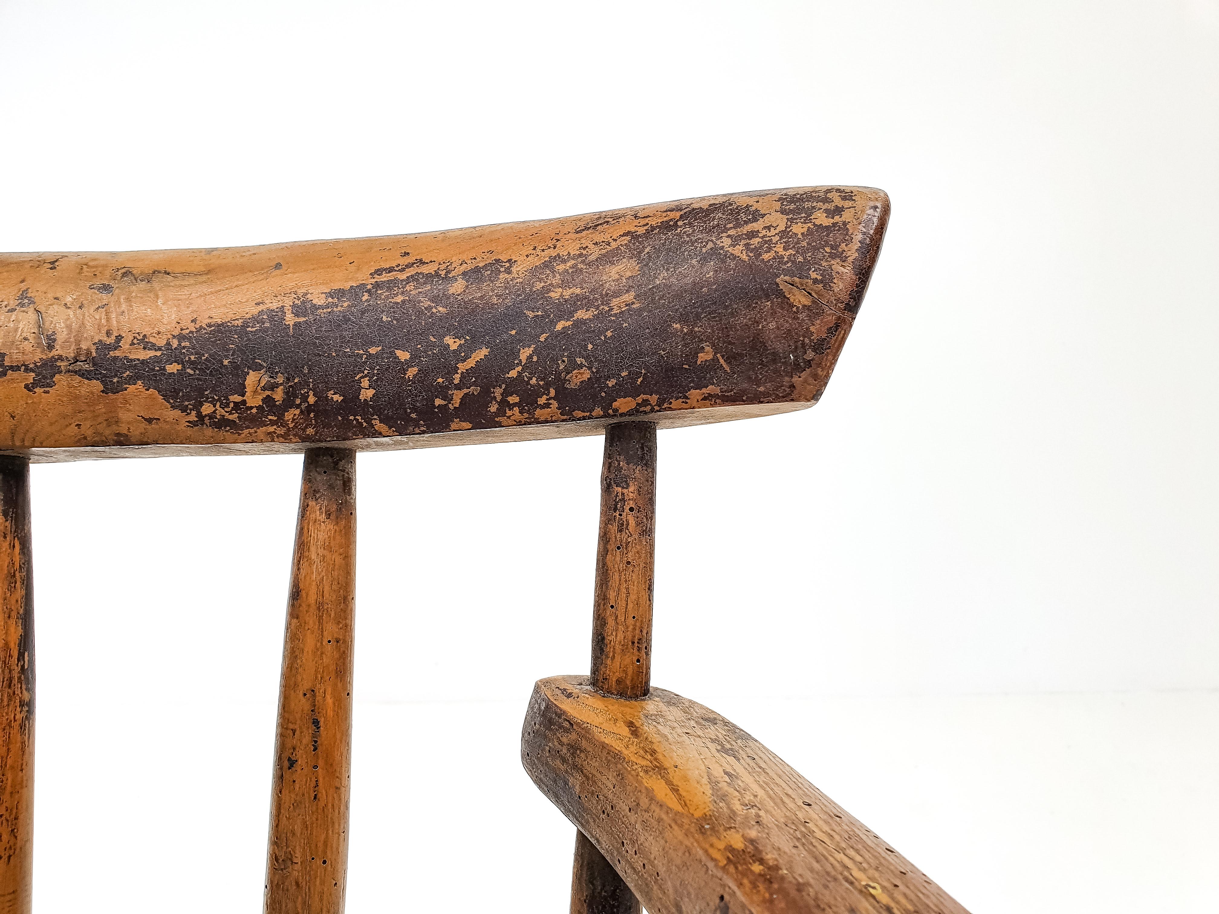 Primitive Naive Rustic 19th Century Vernacular Irish Stick Back 'hedge' Chair 1