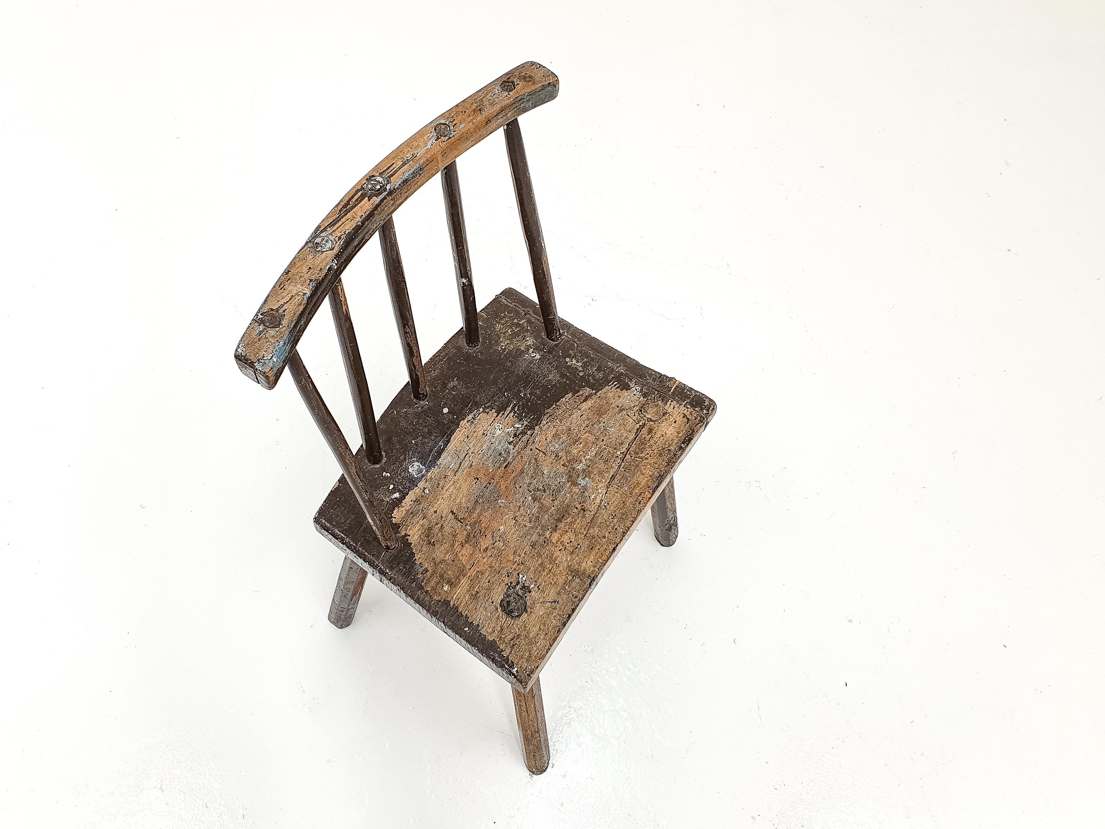 Primitive Naive Rustic 19th Century Vernacular Irish Stick Back 'hedge' Chair 2
