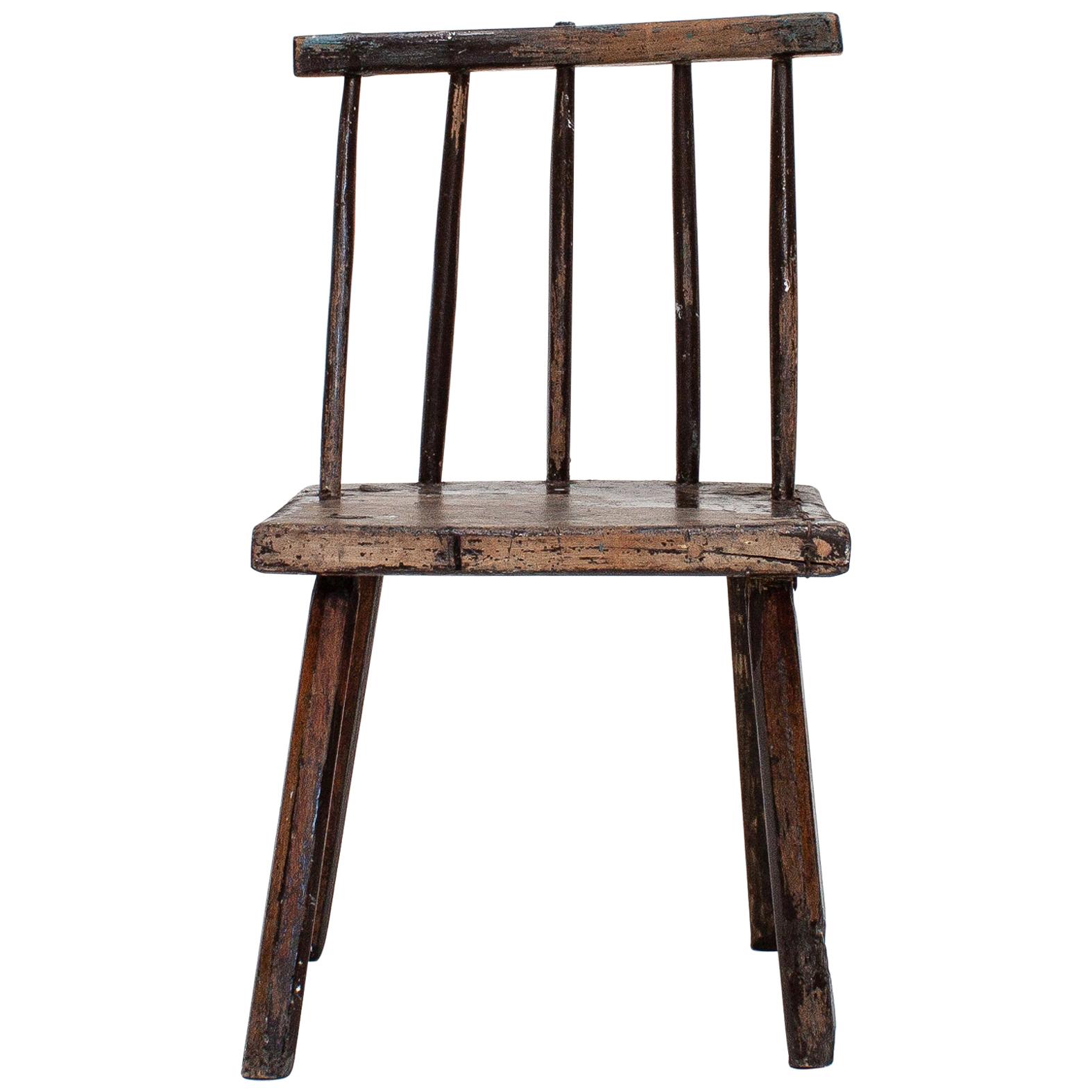 Primitive Naive Rustic 19th Century Vernacular Irish Stick Back 'hedge' Chair