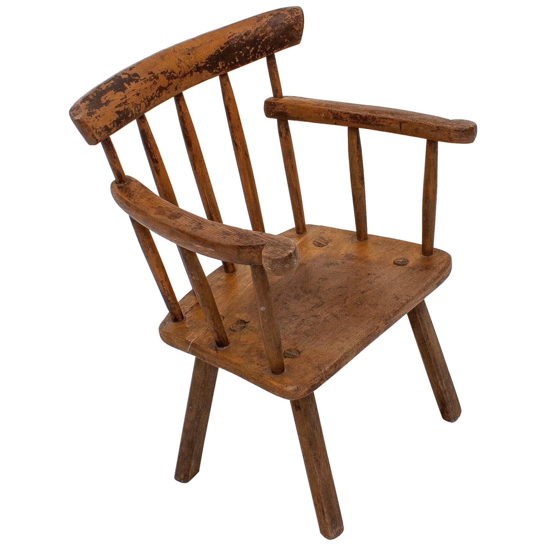 Primitive Naive Rustic 19th Century Vernacular Irish Stick Back 'hedge' Chair