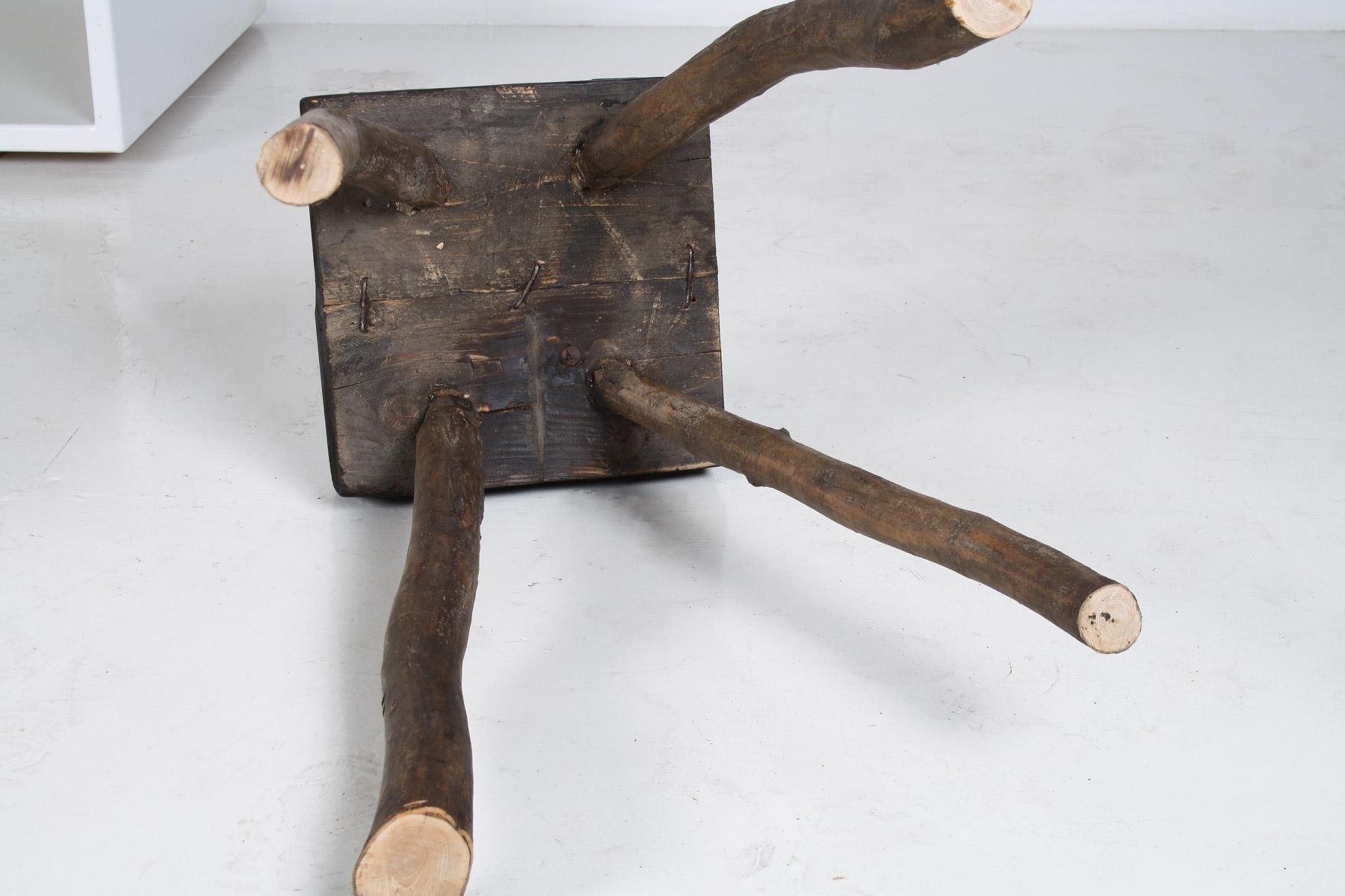A Primitive Organic Wooden Vernacular Wabi Sabi Side Table or Stool 4