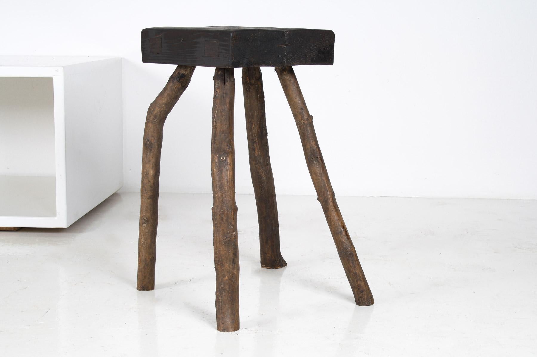 A Primitive Organic Wooden Vernacular Wabi Sabi Side Table or Stool 5