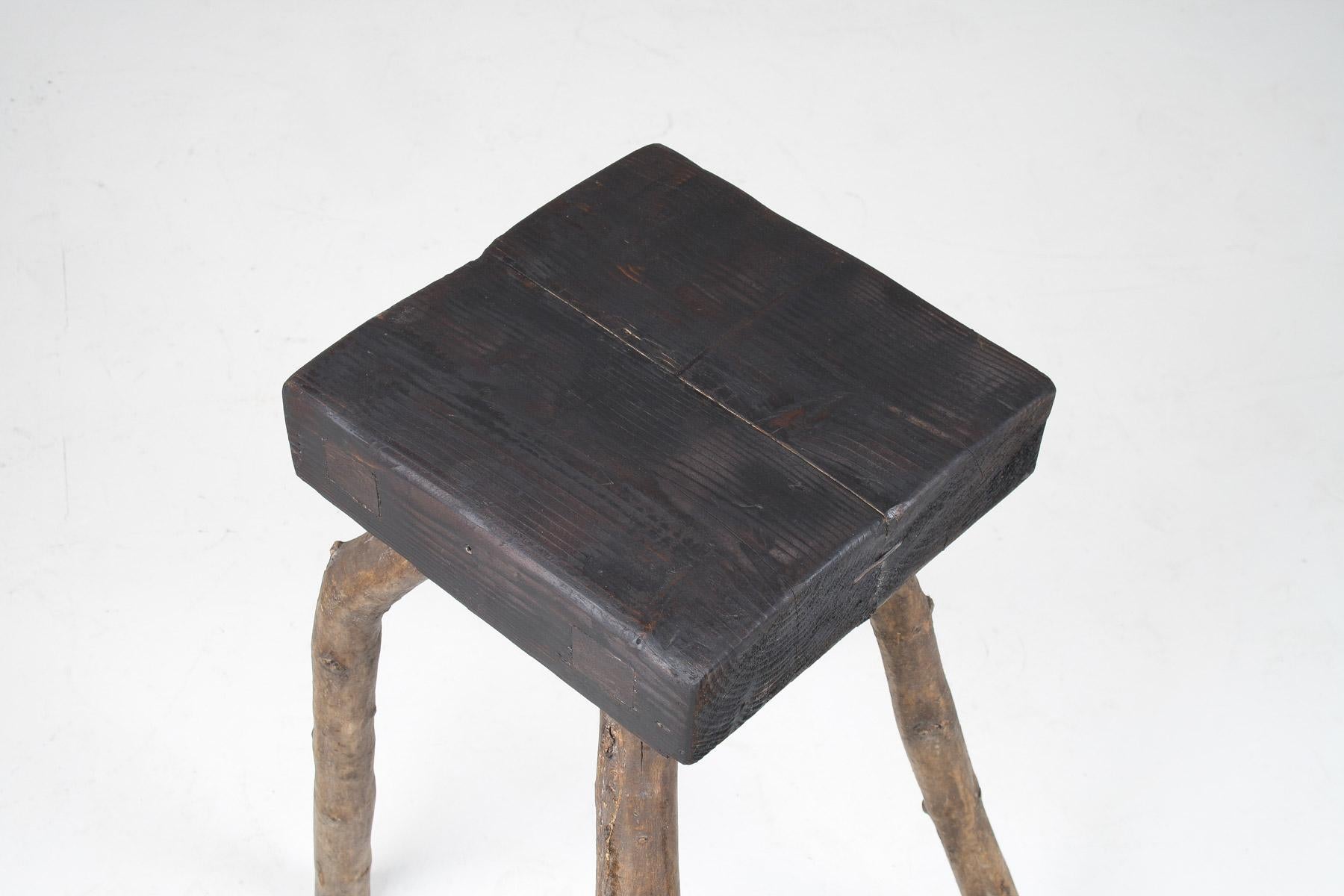 A Primitive Organic Wooden Vernacular Wabi Sabi Side Table or Stool 6