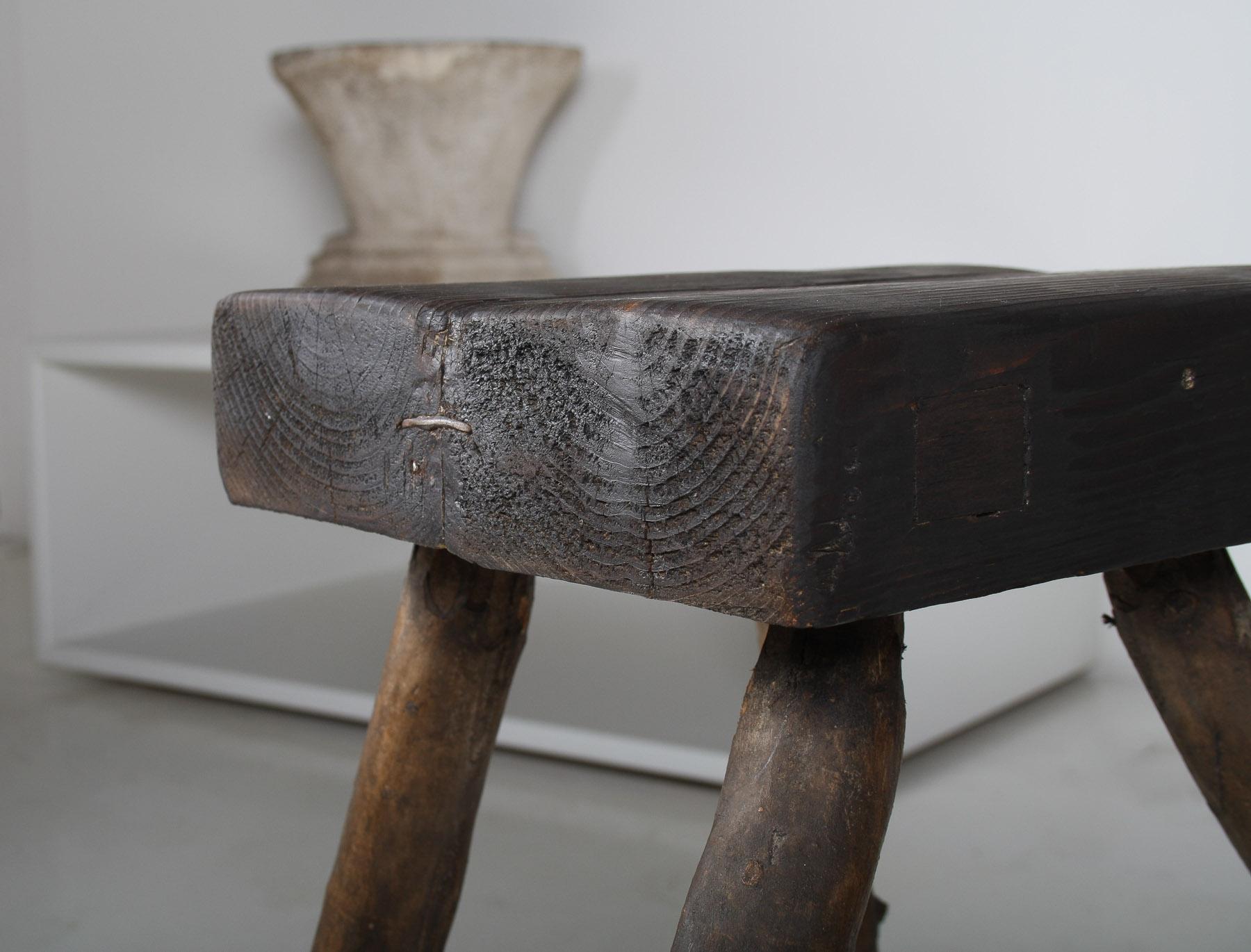 A Primitive Organic Wooden Vernacular Wabi Sabi Side Table or Stool 8