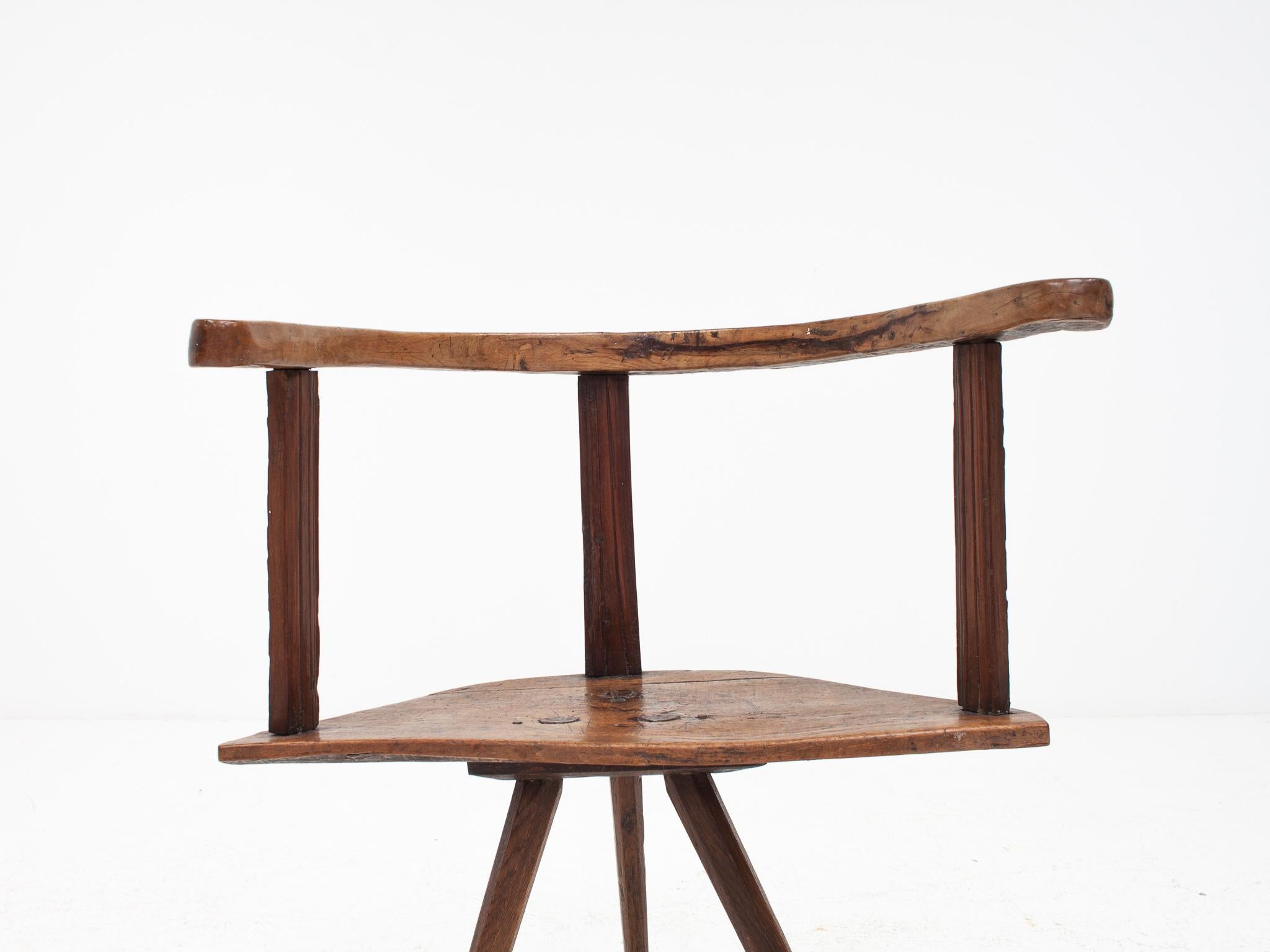 Primitive, volkstümlicher, rustikaler, rustikaler „Hedge“- oder Famine-Stuhl, um 1800, England im Angebot 9