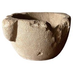 A Primitive Wabi Sabi Hand-Carved Stone Mortar, Spain, Early 20th Century  