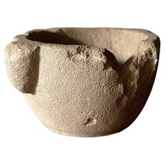 Used A Primitive Wabi Sabi Hand-Carved Stone Mortar, Spain, Early 20th Century  