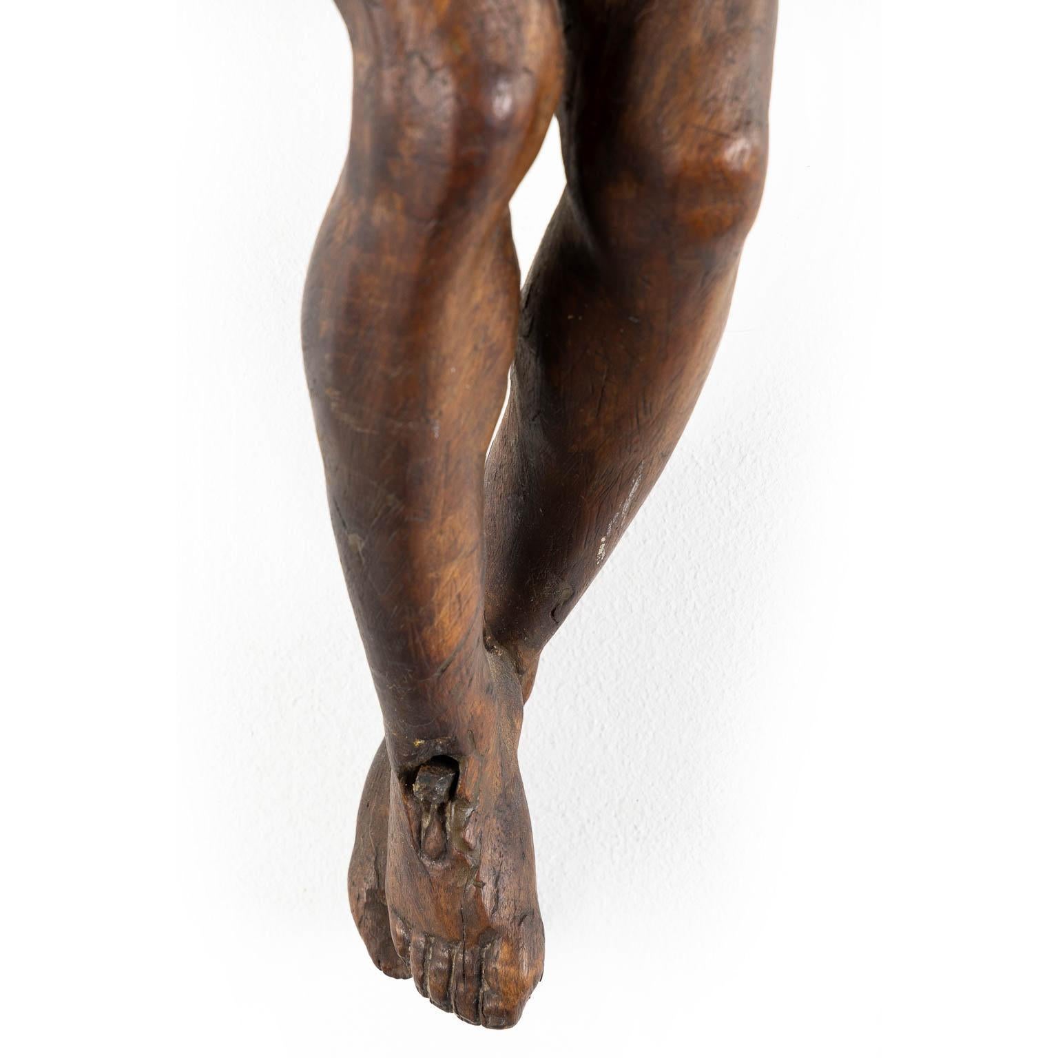 17th Century A Rustic Wooden 17th century Baroque Flemish Corpus of Christ For Sale