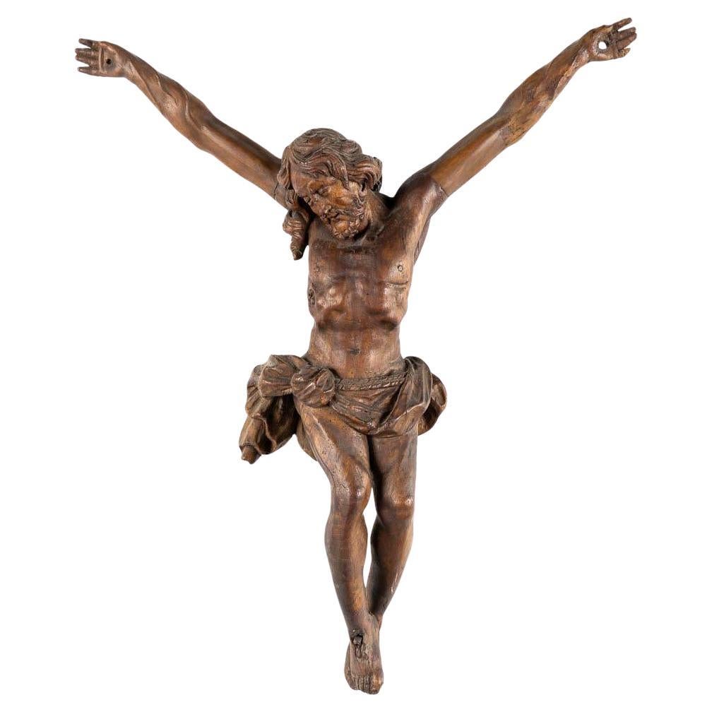 A Rustic Wooden 17th century Baroque Flemish Corpus of Christ For Sale