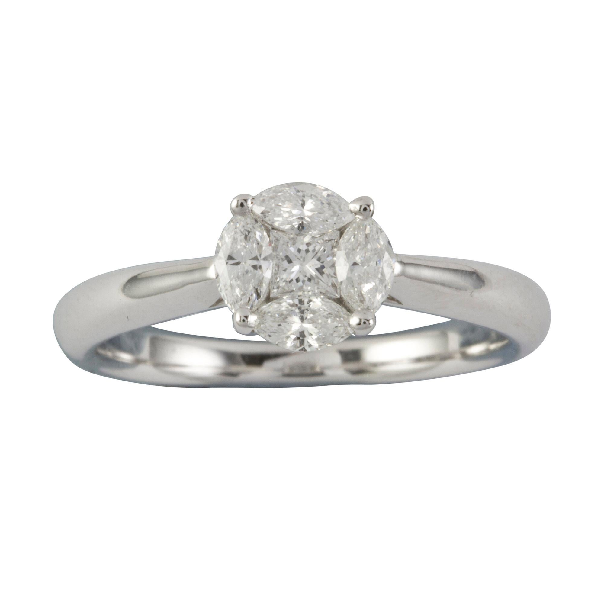 marquise and princess cut diamond ring