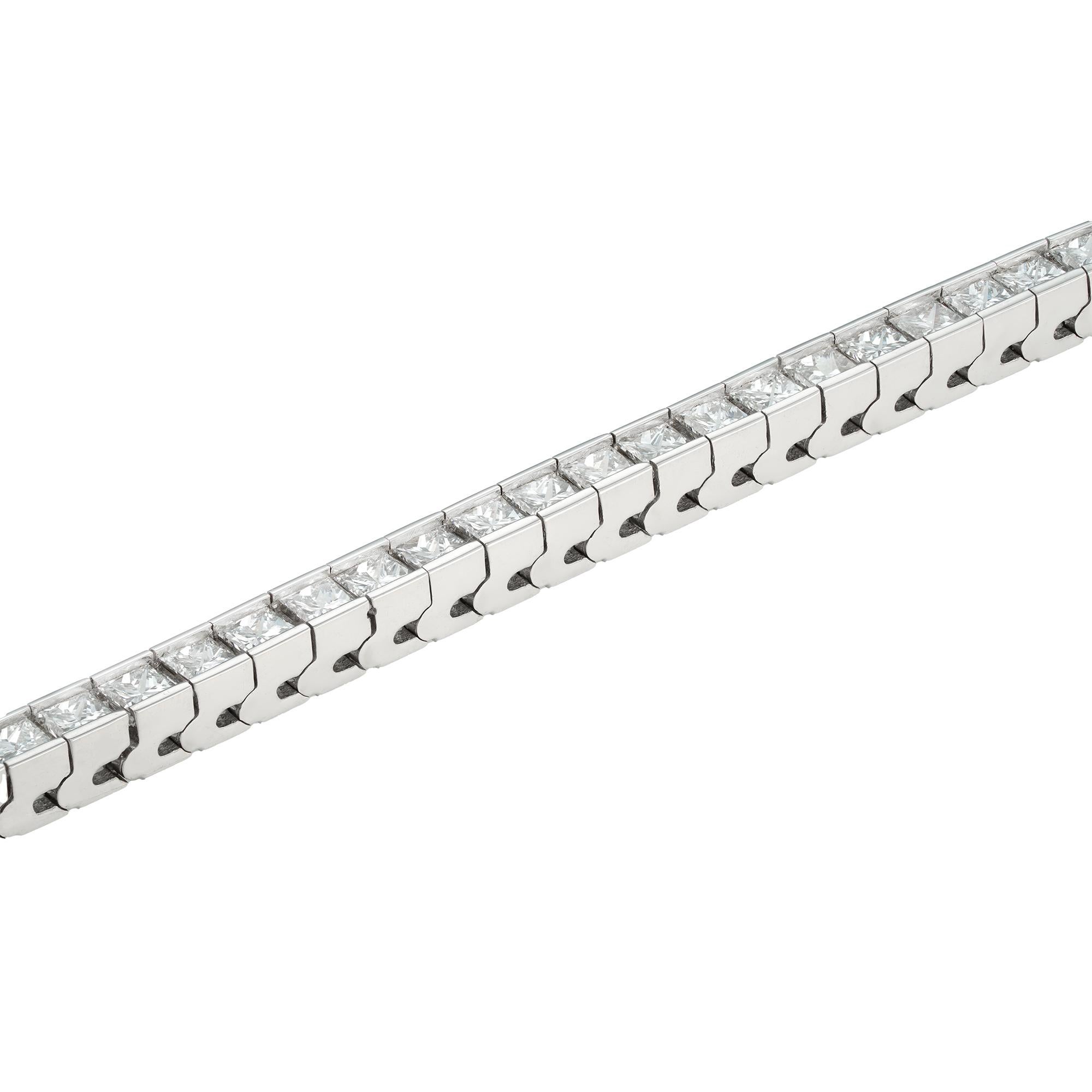 Modern A Princess Cut Diamond Line Bracelet For Sale