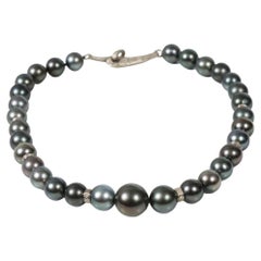 Princess Necklace: Gray Tahitian Pearls, White Gold, and Diamonds