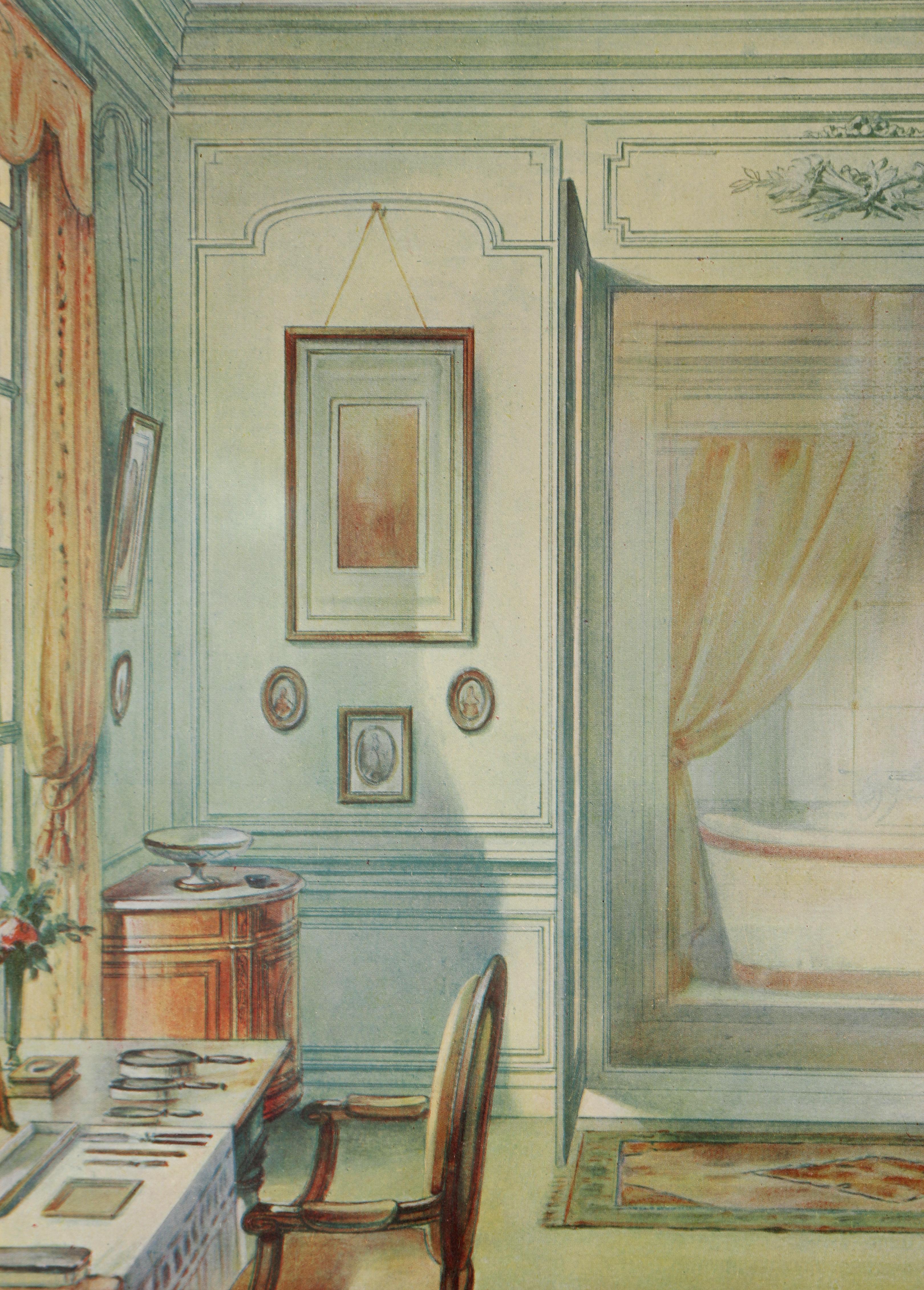 Louis XVI Print of an Interior Bath For Sale