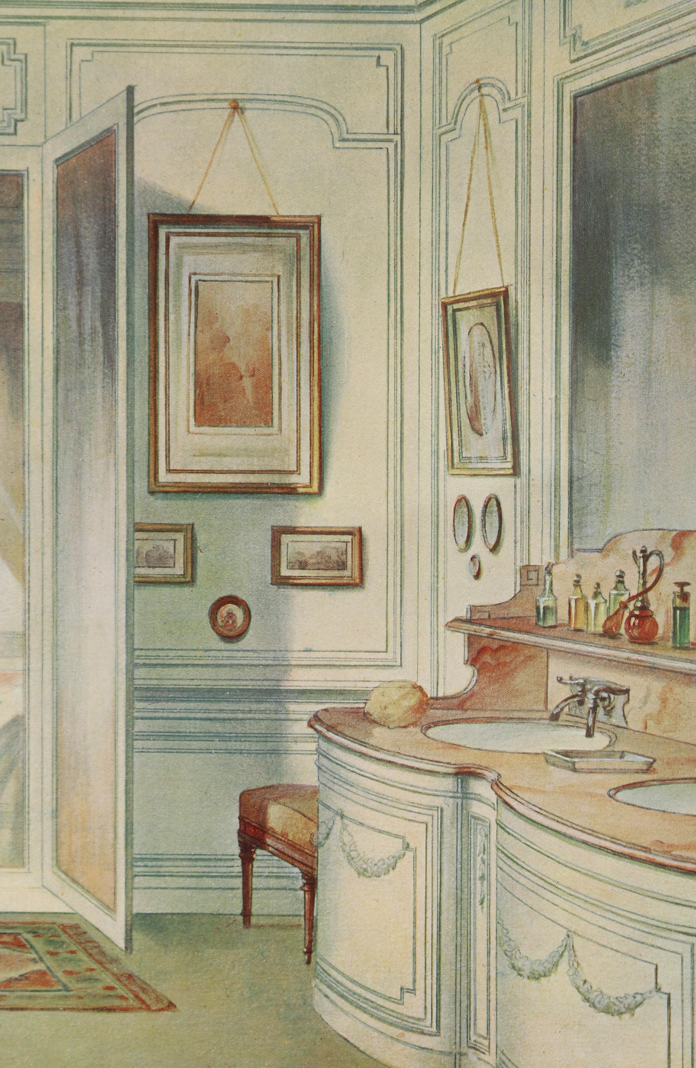 French Print of an Interior Bath For Sale