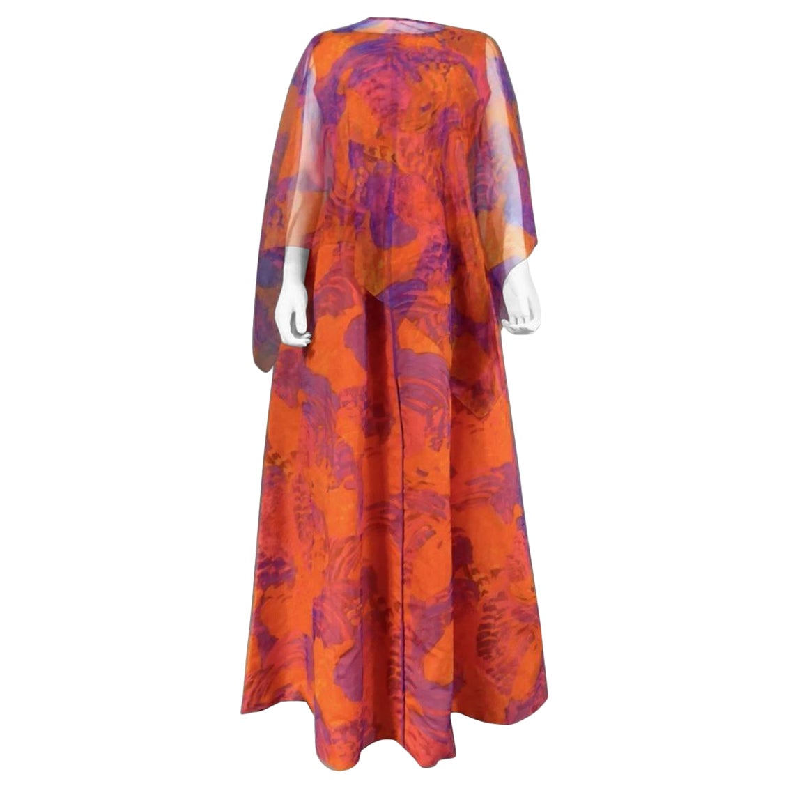 A Printed Chiffon Evening Dress by Madame Grès Haute Couture Circa 1970