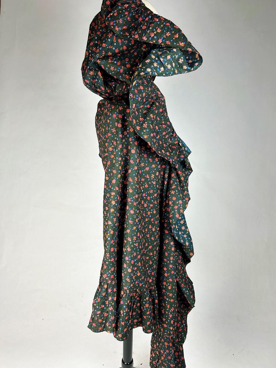 A Printed Cotton cloak Visite in Baton Rompu - Provence Circa 1820-1850 For Sale 5