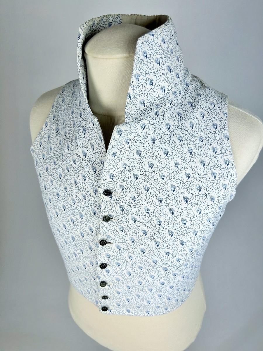A printed cotton Summer waistcoat - France, Napoleonic Period For Sale 7